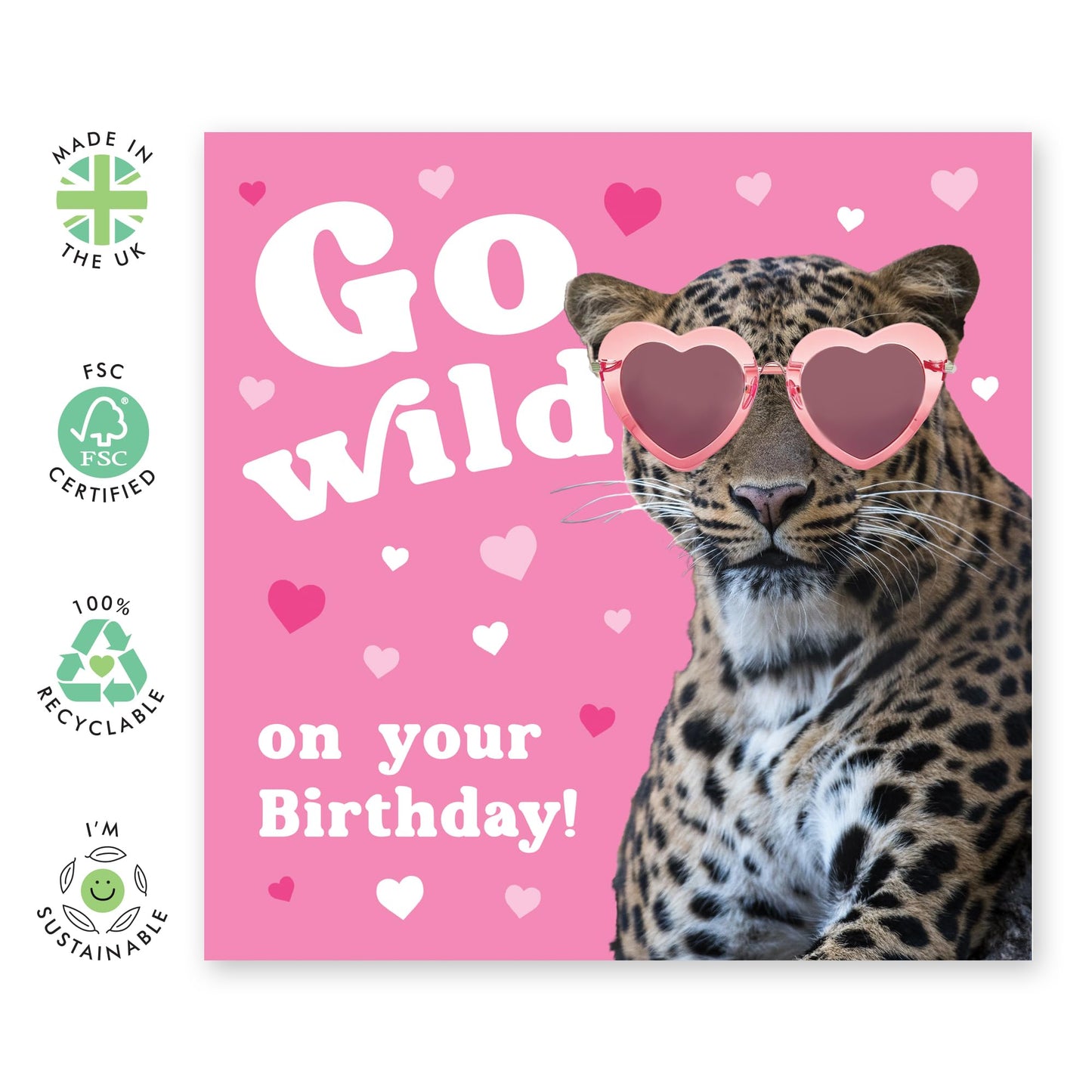 Funny Birthday Cards For Women - Go Wild On Your Birthday Leopard - Best Friend Card - Greeting Cards For Daughter Granddaughter Sister Niece - Comes With Stickers - By Central 23