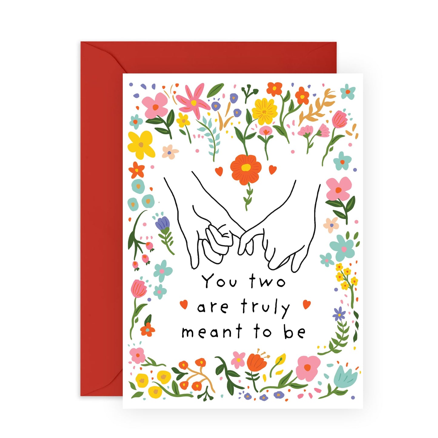 Cute Love Card for Them - 'You Two Meant To Be' - Gifts for Friends, Brother, Sister, Mum, Dad, Parents, Cousin, Colleagues - Valentines Day Pinky Promise - Comes with Fun Stickers