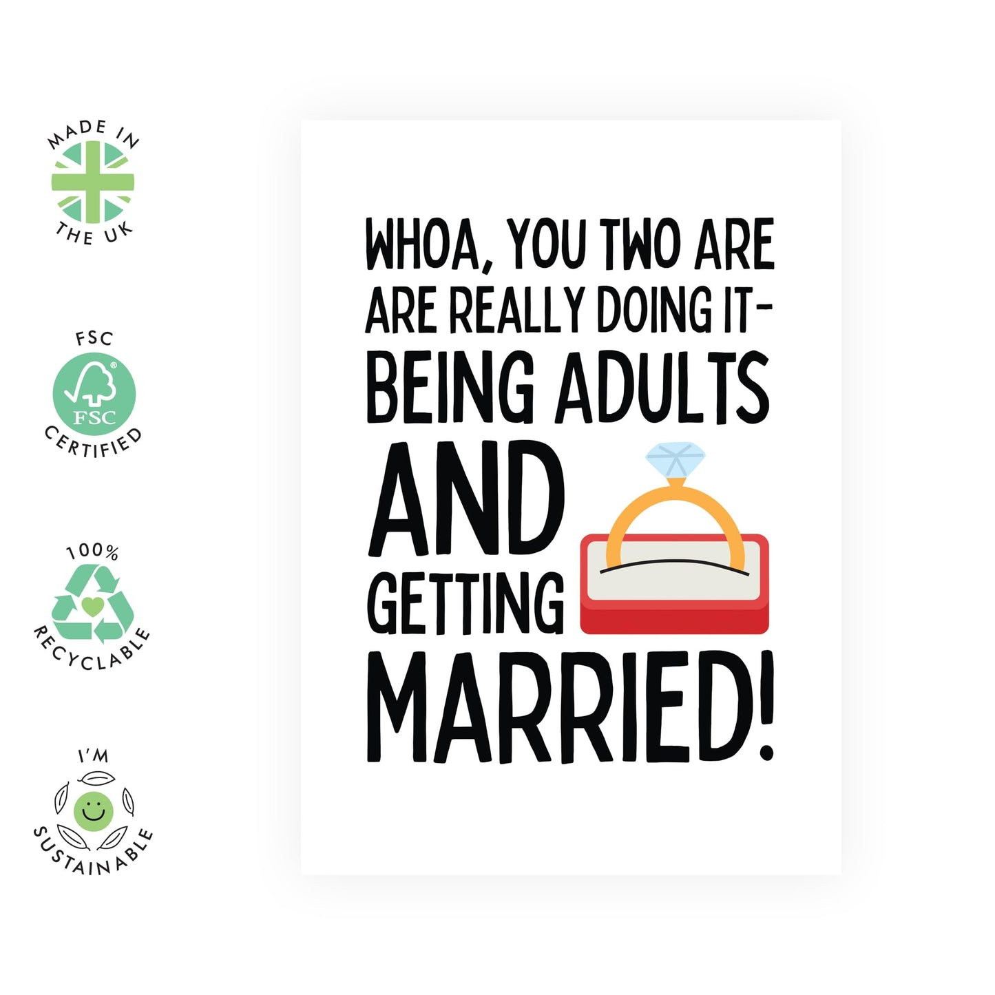 Wedding Celebration Card - 'Being Adults Married' - Gifts for the Bride, Groom, Best Friend, Bestie, BFF, Sister, Bruv, Mate, Brother, Cousin - Congrats - Comes with Fun Stickers