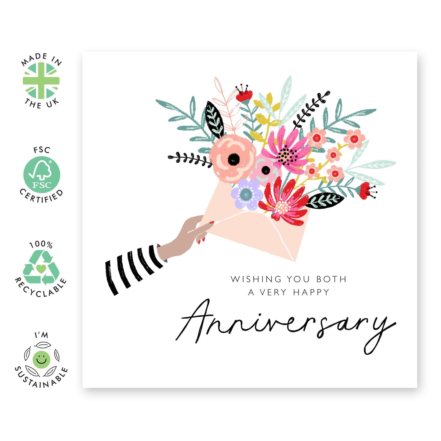 Wedding Anniversary Card Husband Wife - Anniversary Both Envelope Floral - Anniversary Card For Couple Girlfriend Boyfriend - Greeting Cards For Fiance- Comes With Fun Stickers By Central 23