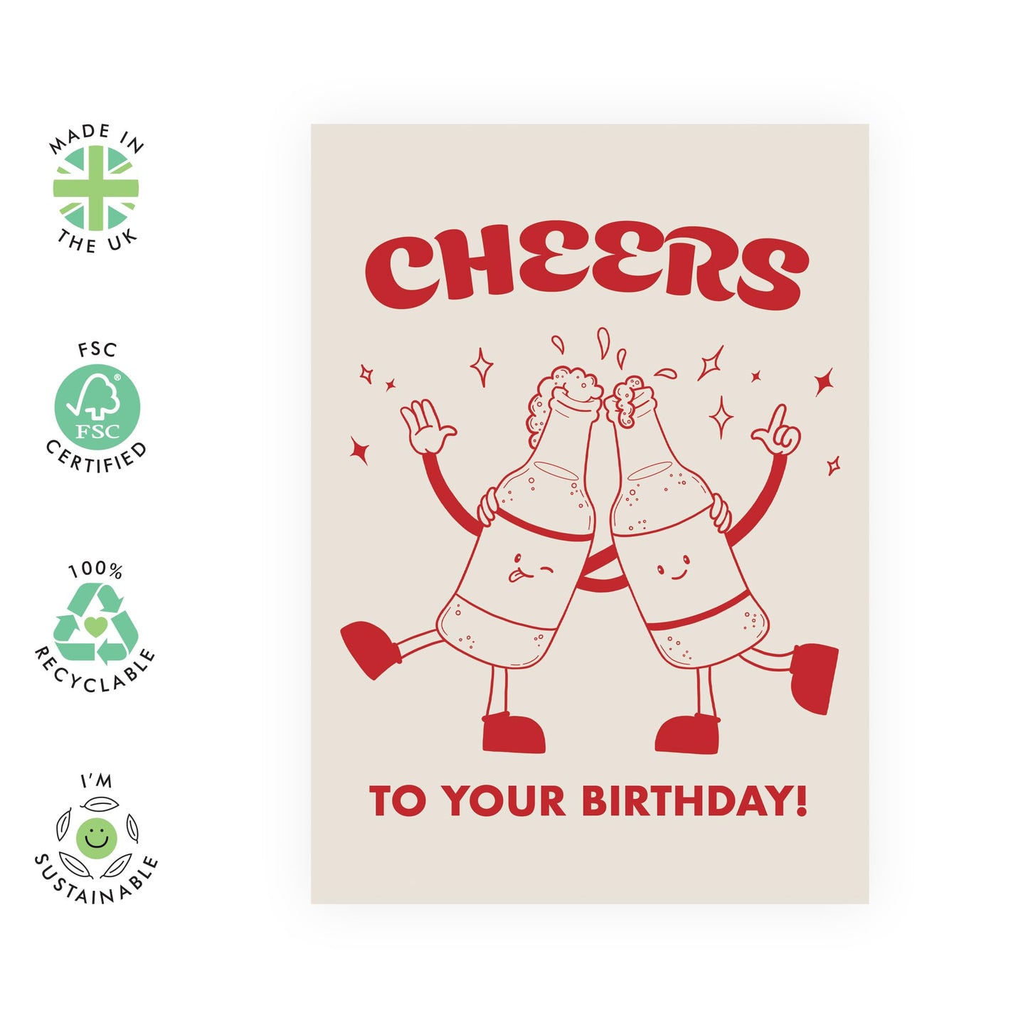 Cute Birthday Card For Men Women - Cheers To Your Birthday - Beer - Best Friend Birthday Card - Celebration - For Him Her - Comes With Stickers And Envelope - By Central 23