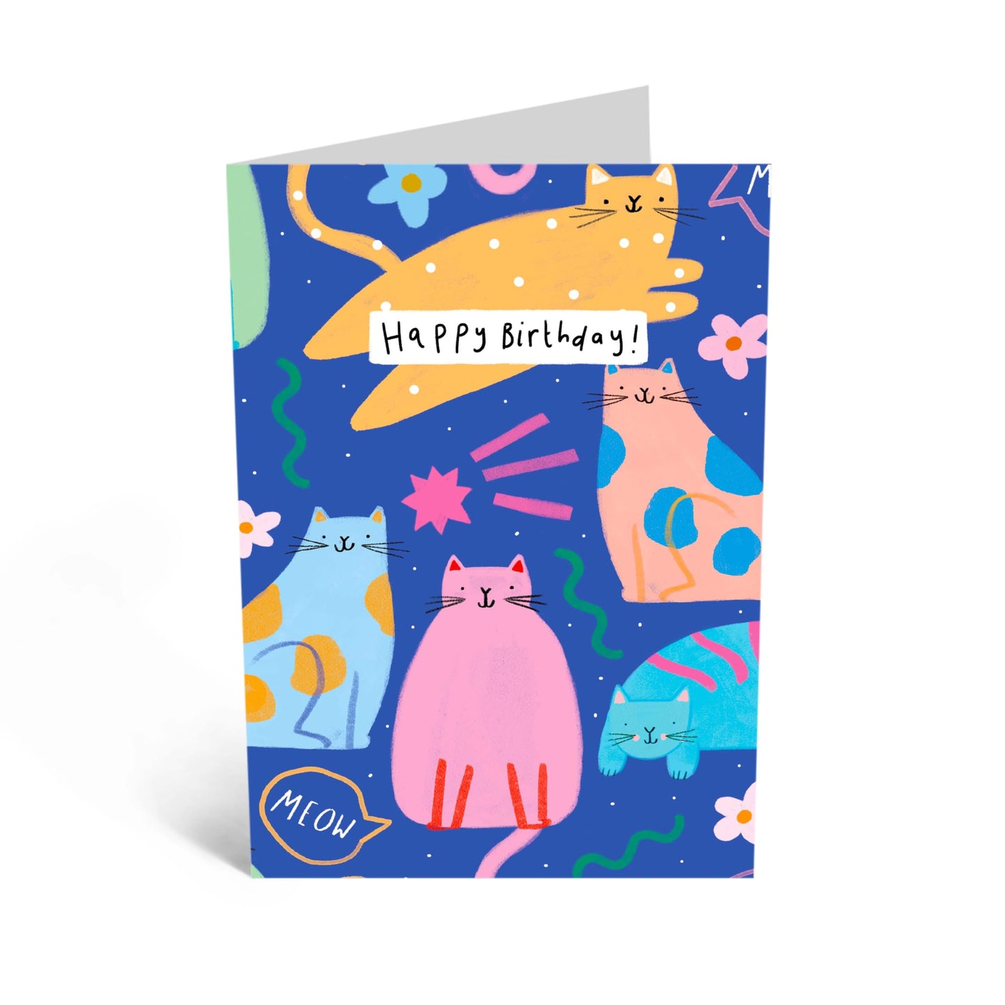 Birthday Greeting Card - 'HBD CAT PATTERN' - Perfect for Celebrating Cat Lovers with a Cute Style and Fun - Ideal for Friends Family Sister BFFs Who Adore Felines - Comes With Stickers By Central 23