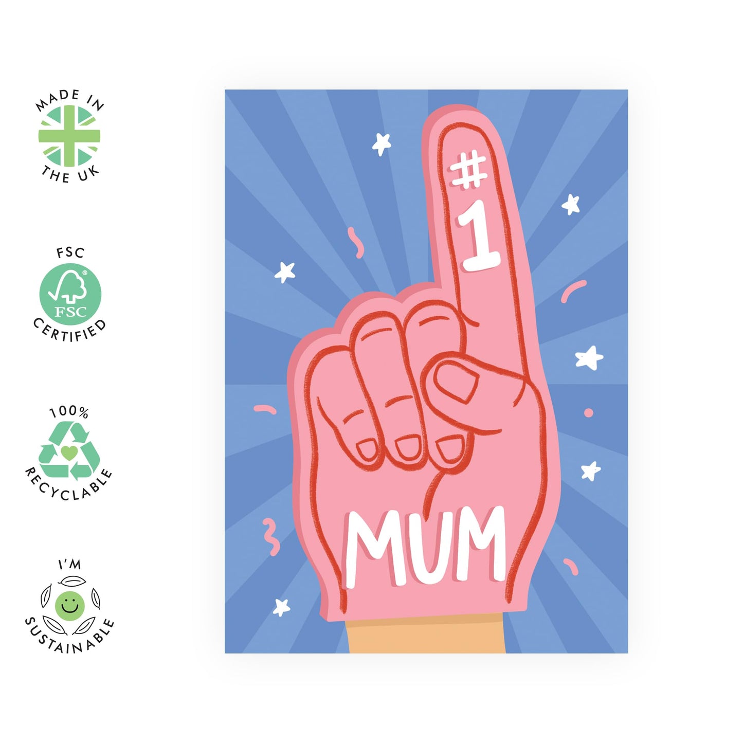 Mum Birthday Card From Daughter - No.1 Mum - Mothers Day Card For Women Wife Her Ladies - Sweet Greeting Cards Just Because - Thoughtful Gift For Mama Mummy - Comes With Fun Stickers
