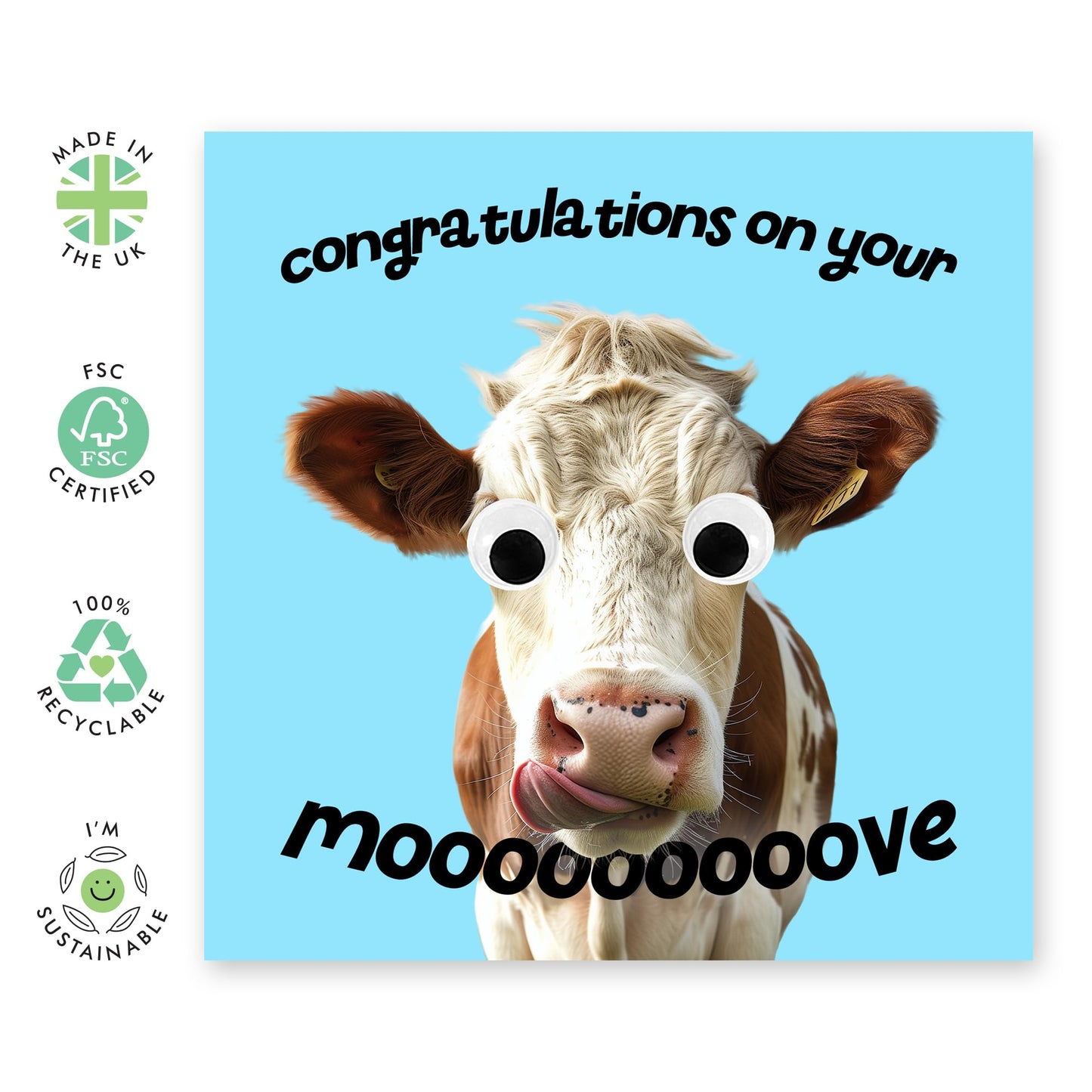 New Home Card - Cow Pun - Congratulations Card For New House - Leaving Card For Men Women - Moving Away - Gifts For Colleagues Friends - Comes With Stickers - By Central 23