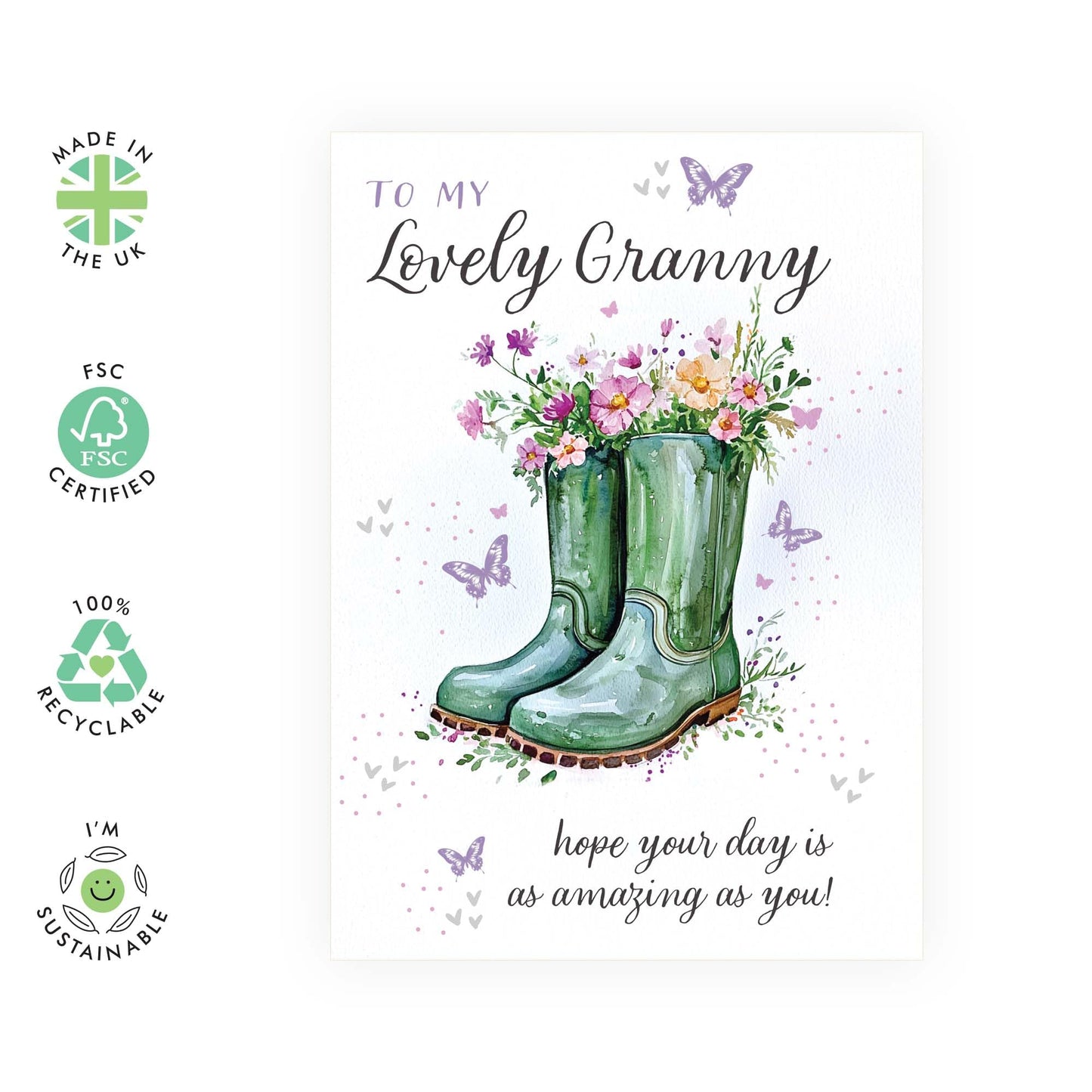 Granny Birthday Cards - To My Lovely Granny - Grandma Mother's Day Card From Grandson Granddaughter - Birthday Greeting Cards For Nanny Nan Grandma - Comes With Stickers - By Central 23