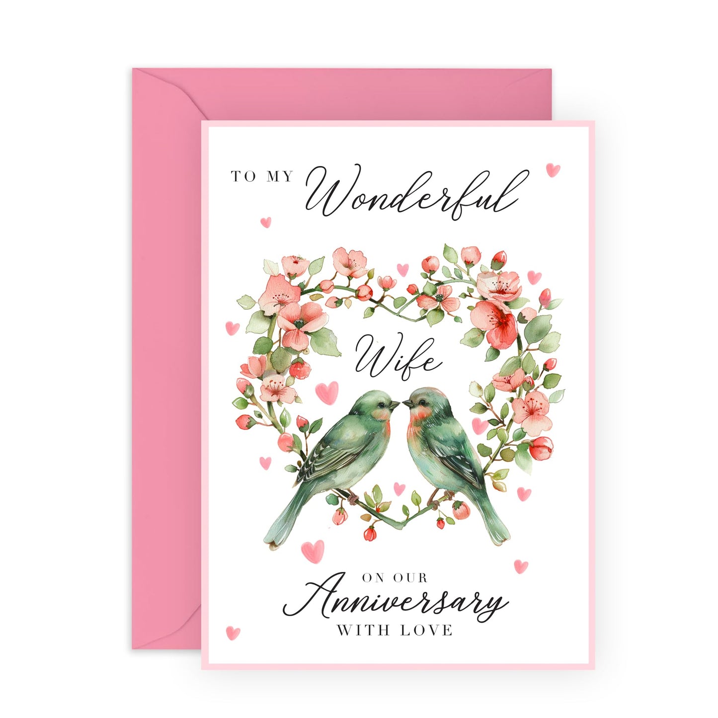 Anniversary Card - 'WIFE ANNIVERSARY BIRDS' - Perfect for Celebrating Your Wife with a Charm of Whimsy & Love - Ideal for Bird Lovers & Special Anniversaries - Comes with Stickers by Central 23