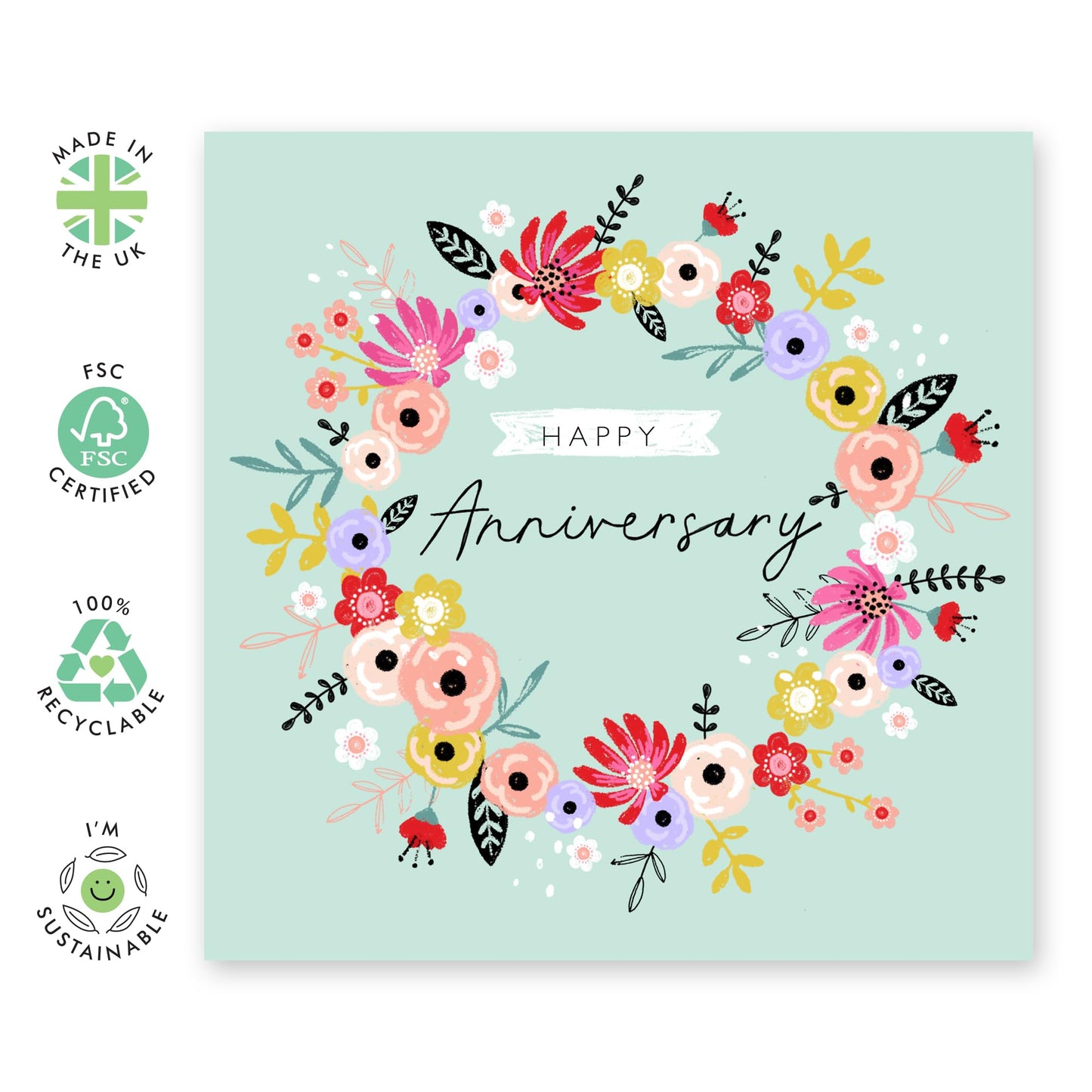 Anniversary Card For Couple - Happy Anniversary Floral - Wedding Anniversary Card Husband Wife - You Are Loved Cards - Greeting Cards Girlfriend Boyfriend- Comes With Fun Stickers By Central 23