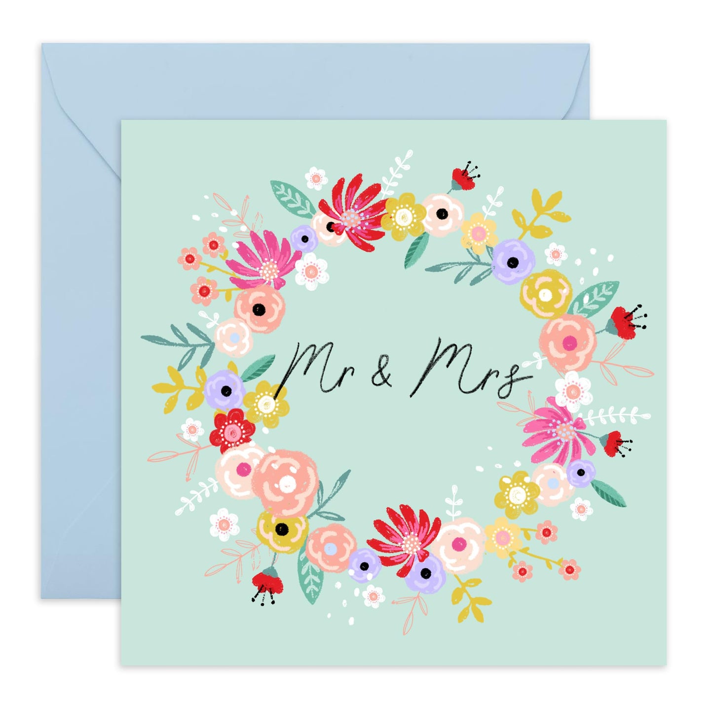 Engagement Card For Fiancé - Mr And Mrs Wreath - Congratulations Card For Men Women - Valentines Day Cards Boyfriend Girlfriend Men Women - From Best Friend - Comes With Stickers By Central 23
