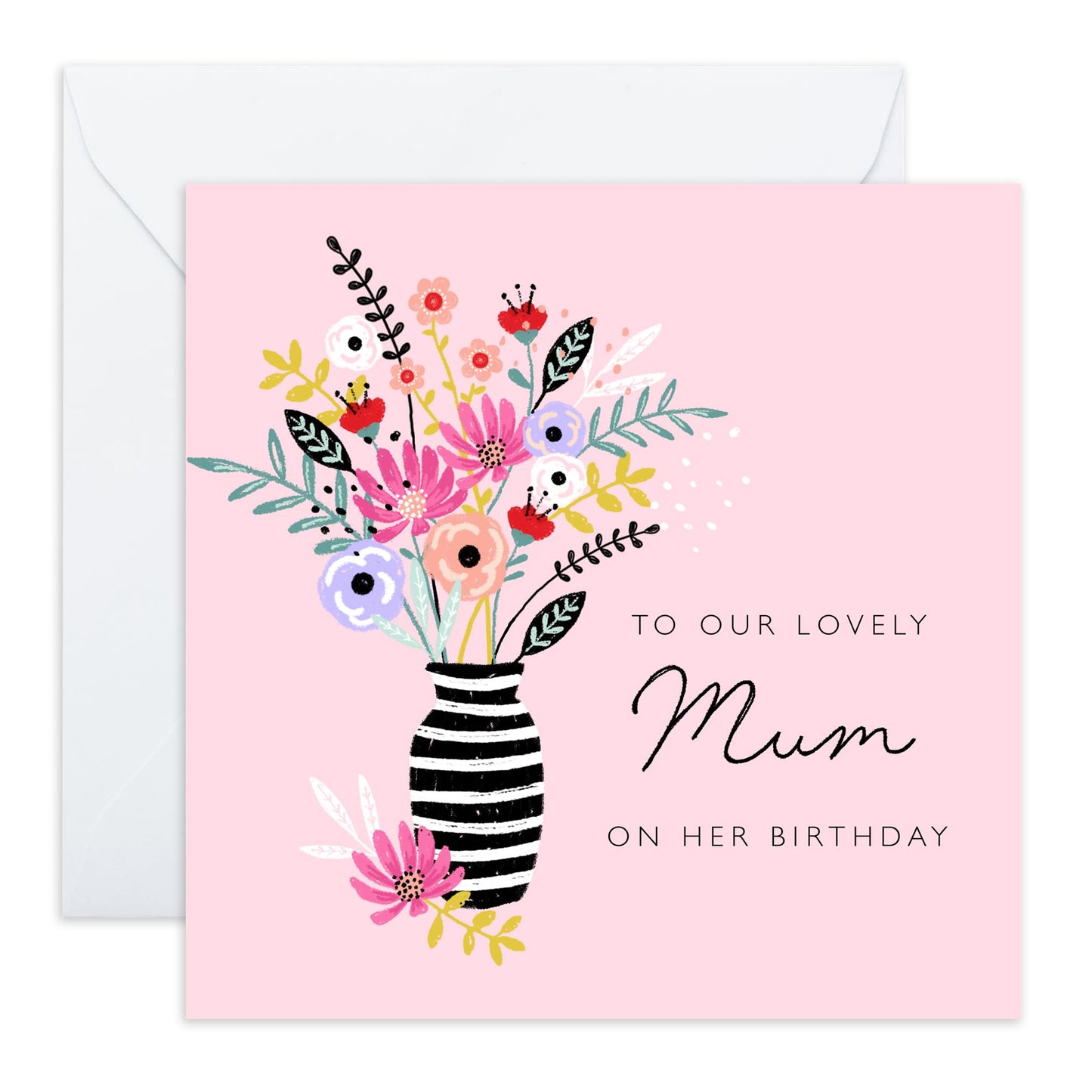 Birthday Card For Mummy - Lovely Mum Birthday Vase - Birthday Card For Mother From Son Daughter - Pretty Greeting Cards For Mum - Balloons Birthday Card - Comes With Fun Stickers - By Central 23