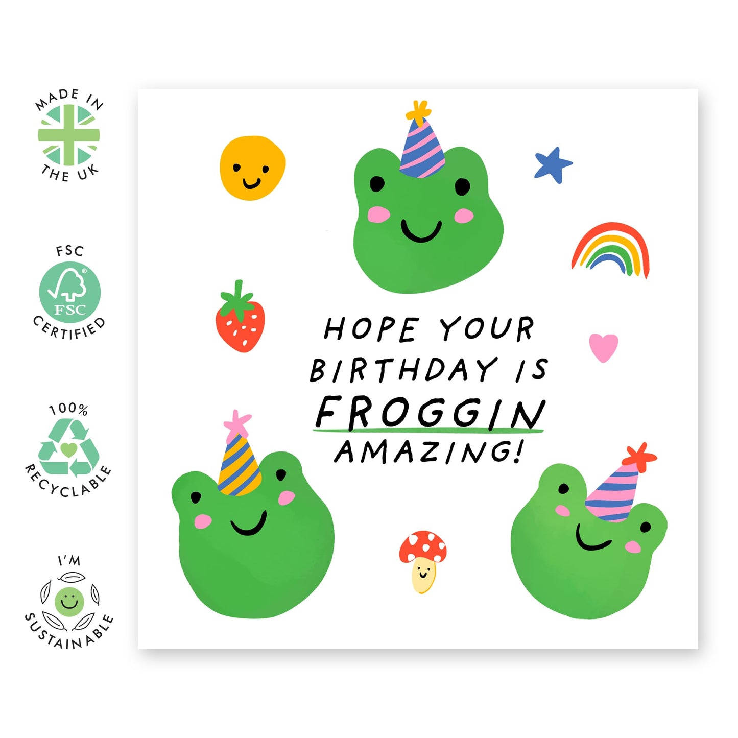 Frog Birthday Card - "Hope Your Birthday is Froggin' Amazing" - Cute and Fun Greeting Card for Kids, Friends,Him, Her, Colleagues or Animal Lovers- Comes with Fun Stickers