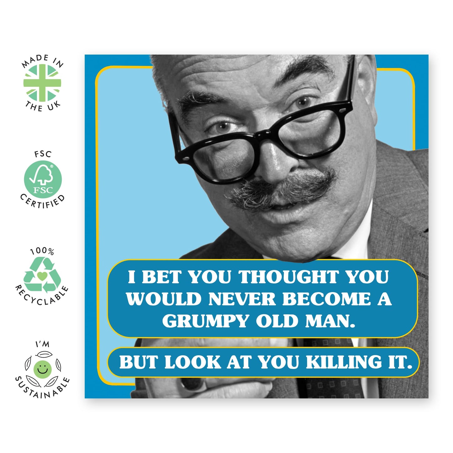 Hilarious Birthday Card - 'Grumpy Old Man' - Gifts for Dad, Husband, Grandad, Hubby, Boyfriend, Best friend, Uncle - Best in Being Old - Comes with Fun Stickers