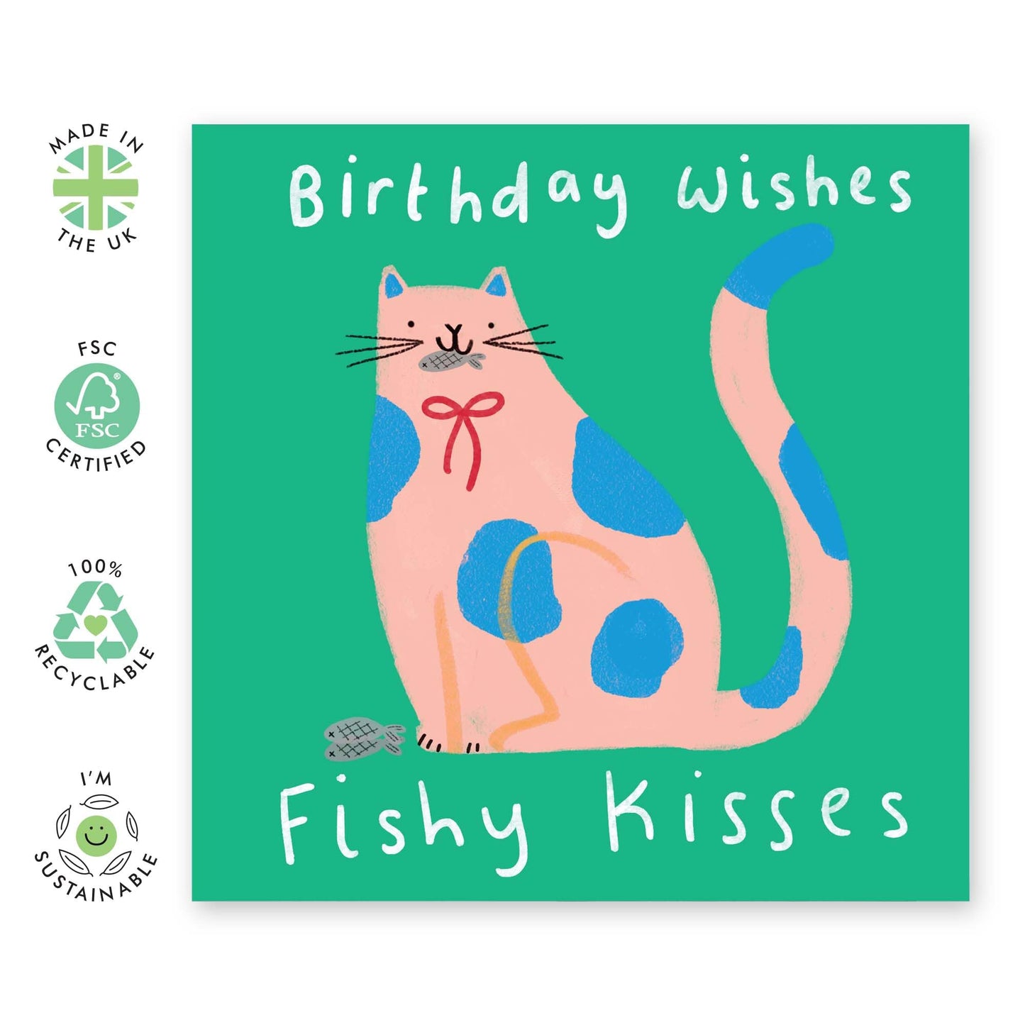 Birthday Card - 'BDAY WISHES FISHY KISSES' - Perfect for Celebrating with a Splash of Fun - Ideal for Friends, Family, or Anyone Who Loves Playful Birthday Wishes - Comes With Stickers By Central 23