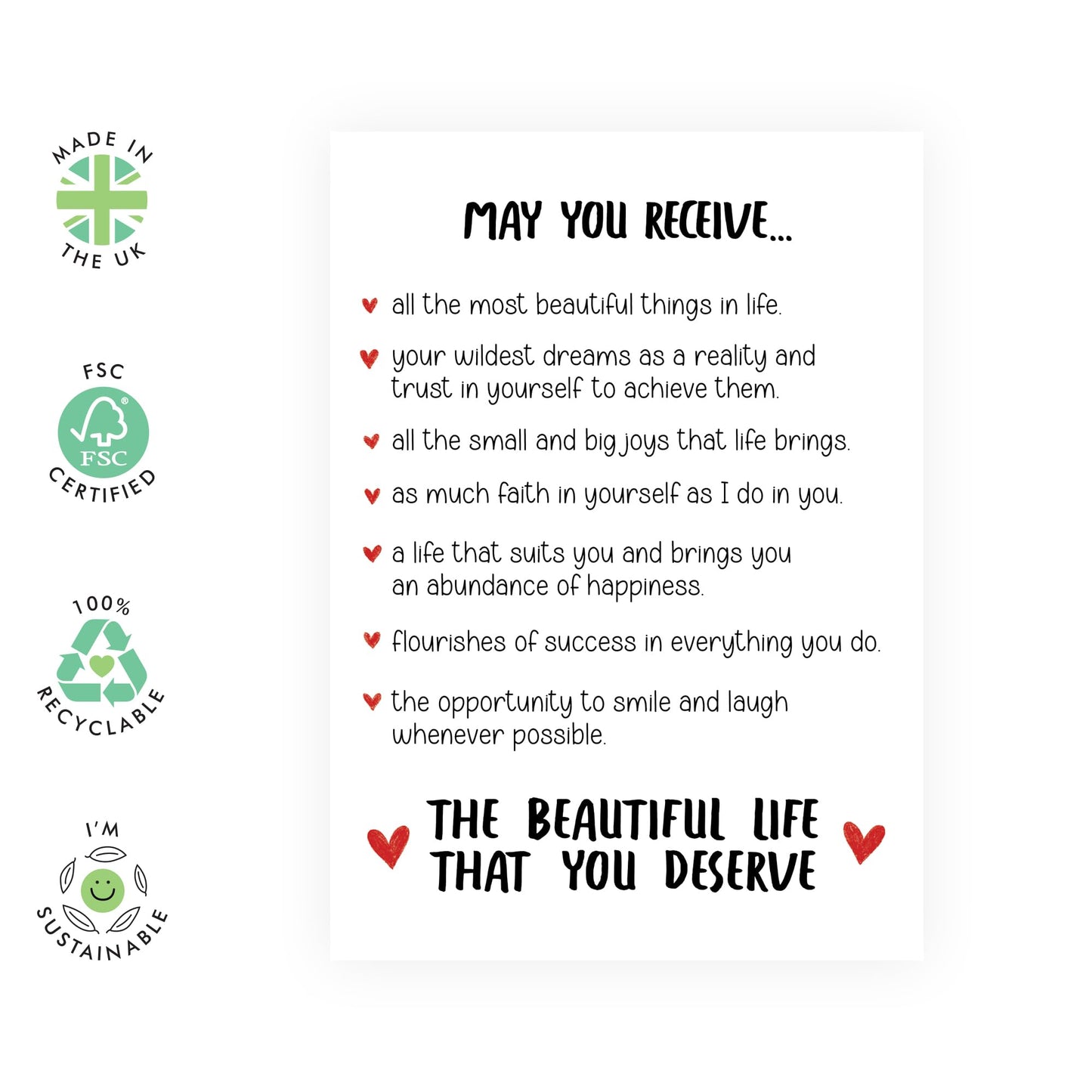 Sweet Greeting Card - 'MAY YOU RECEIVE' - Perfect for Wishing Someone Well with a Heartfelt and Thoughtful Touch - Ideal for Any Occasion, Friends, and Loved Ones - Comes with Stickers By Central 23