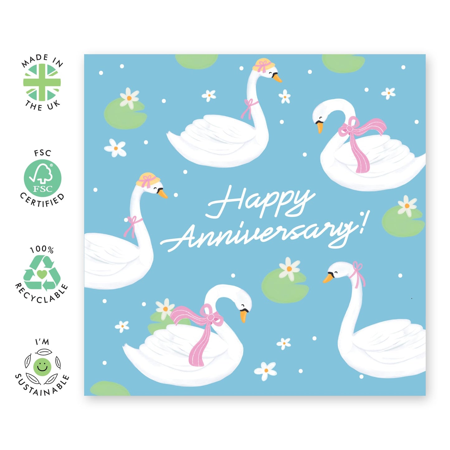 Wedding Anniversary Card Wife - Anniversary Swan - Anniversary Card For Couple Girlfriend - Greeting Cards For Her - Couple - Comes With Stickers By Central 23