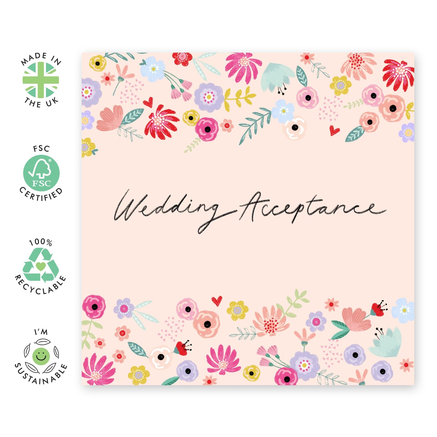 Wedding Acceptance Card For Women Men - Wedding Acceptance - Rsvp Reply Card For Friends - Wedding Invitations From Groom Bride - Floral Card - For Guest - Comes With Fun Stickers By Central 23