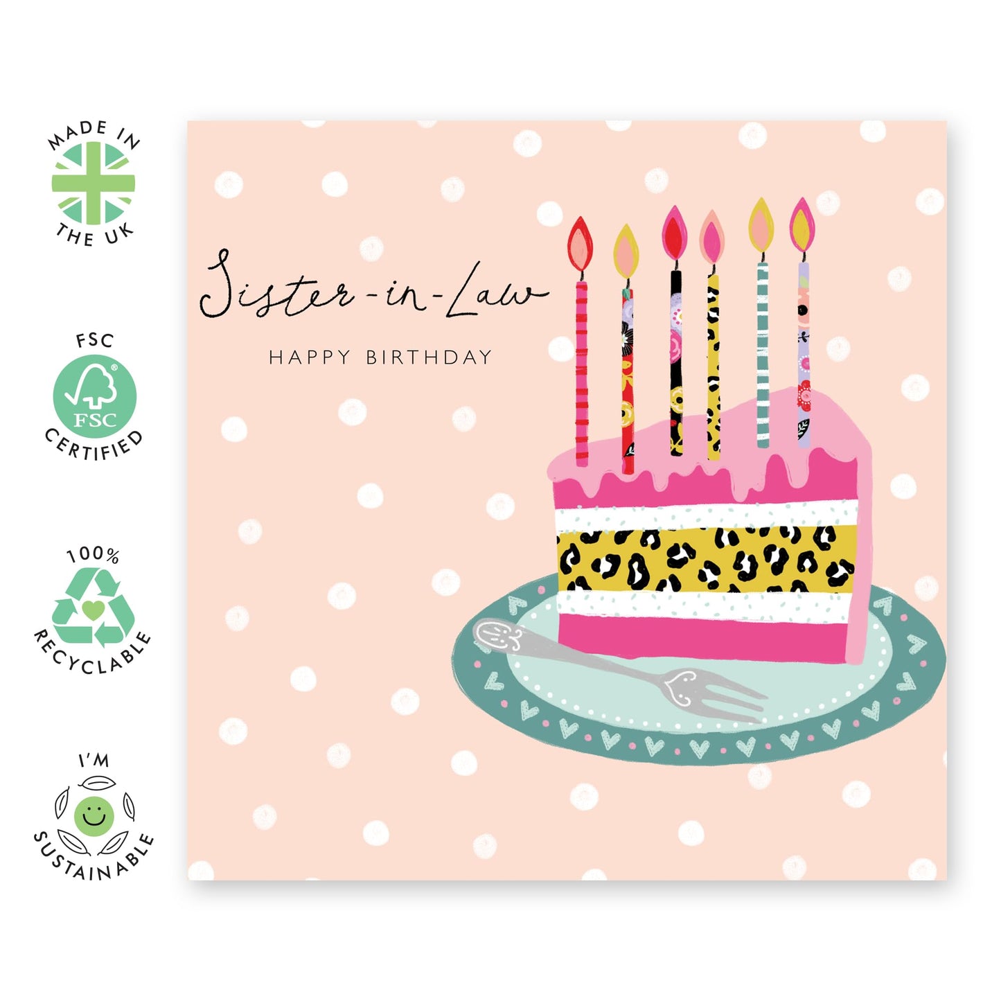 Sister In Law Birthday Cards And Envelopes Set - Time For Cake - Sweet Heartfelt Gifts For Women Female - Happy Birthday Cake - Gifts For Her - Comes With Fun Stickers By Central 23