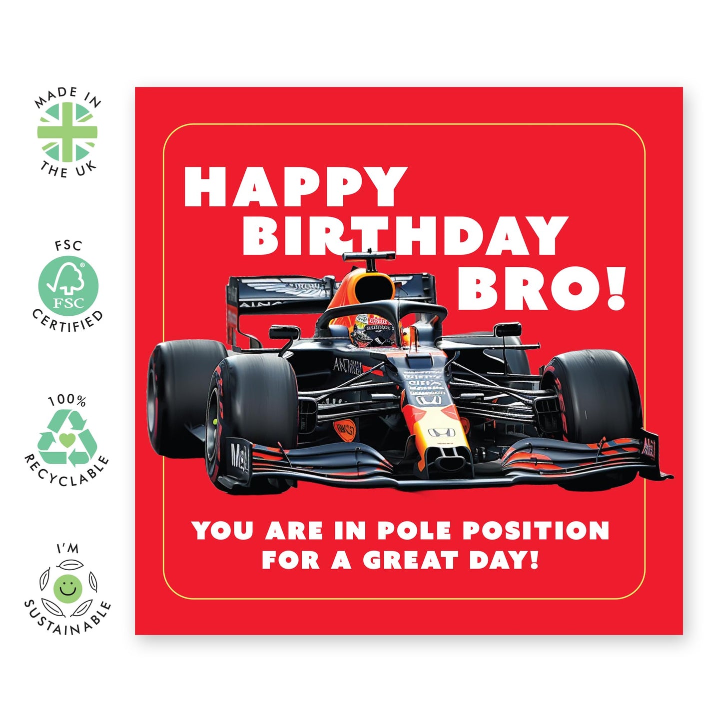 Brother Birthday Cards - Brother You Are In Pole Position - Birthday Card For Men - Best Friend Birthday Card - From Sister Brother - Best Friend - Comes With Fun Stickers By Central 23