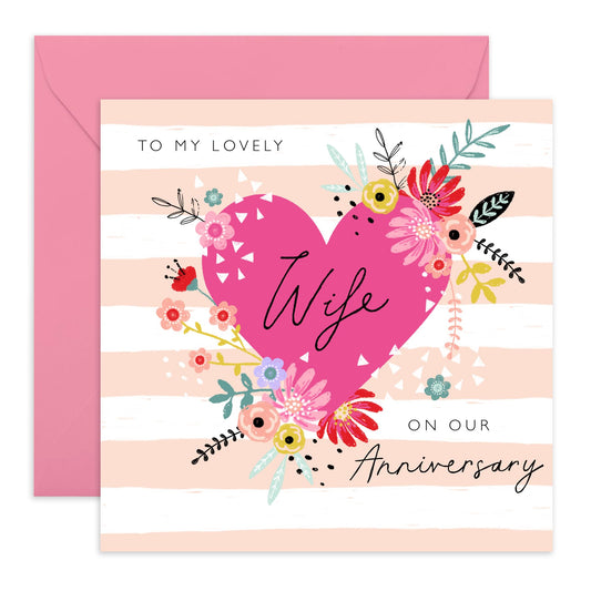 Wedding Anniversary Card Wife - Wife Anniversary Hearts - Anniversary Card For Couple Girlfriend - Greeting Cards For Her - Comes With Fun Stickers By Central 23