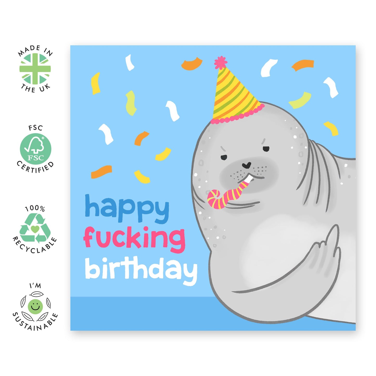 Birthday Card For Men - Happy Fucking Birthday Seal - Humour Birthday Cards For Husband - Dad Daddy - For Male Friend - Comes With Fun Stickers By Central 23