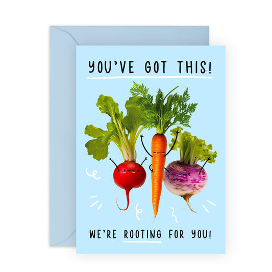 Congratulations Cards For Men Women - We're Rooting For You Veg - Greeting Cards For Him Her - Son Daughter - Graduation Promotion, Passing Driver's Test - Comes With Fun Stickers - By Central 23