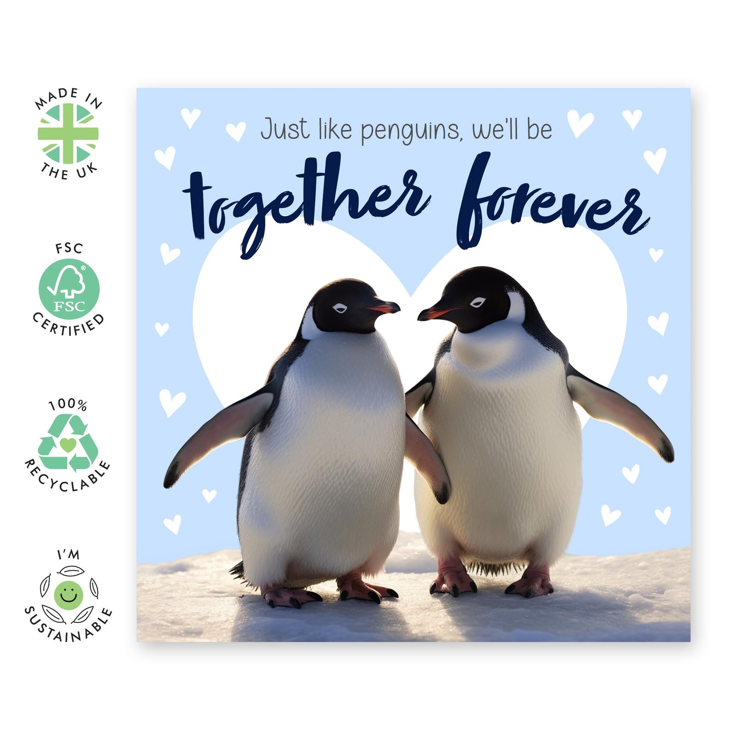 Valentines Day Card Girlfriend Boyfriend - We'll Be Together Forever Penguins - Anniversary Card Couple - Greeting Cards Fiance - Husband Wife - Greeting Cards - Comes With Fun Stickers By Central 23