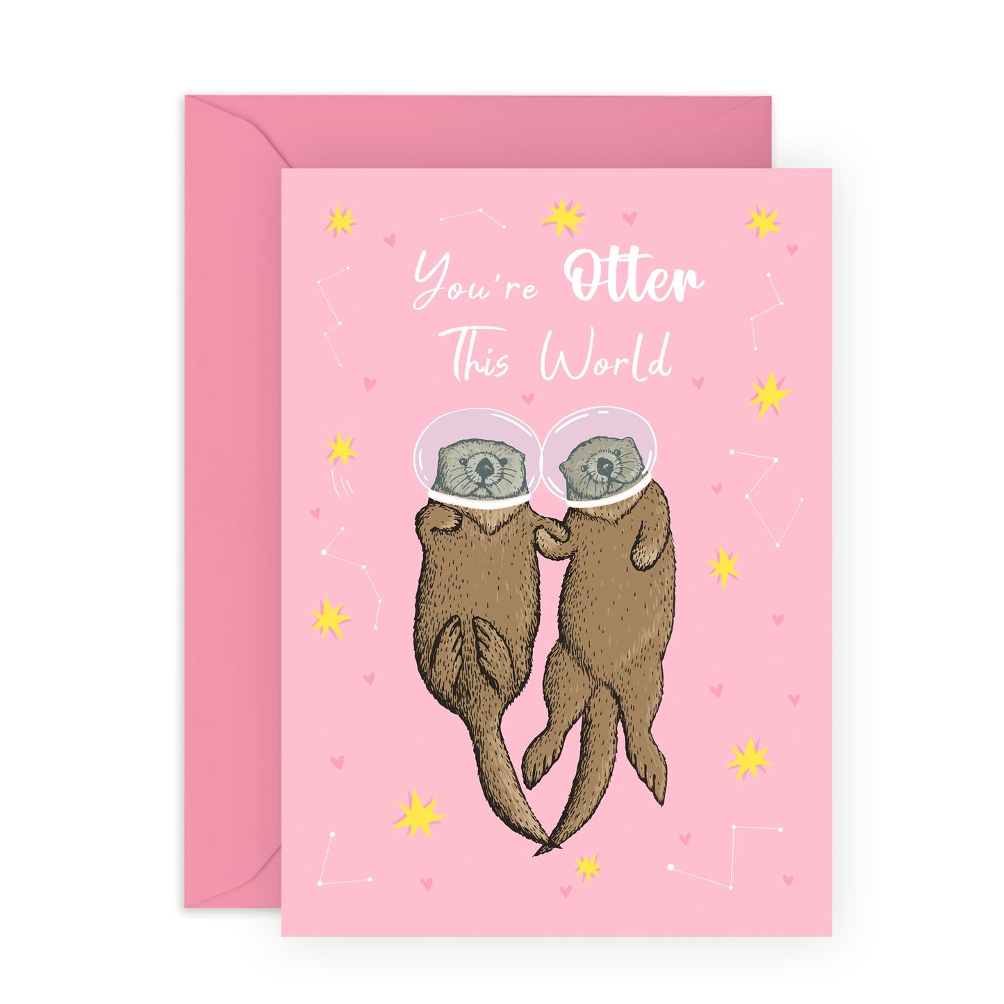 Anniversary Cards For Her - Otter This World Pink - Valentines Card For Girlfriend - Wife - Sweet Greeting Cards For Mum Mummy - Girlfriend - Comes With Stickers - By Central 2