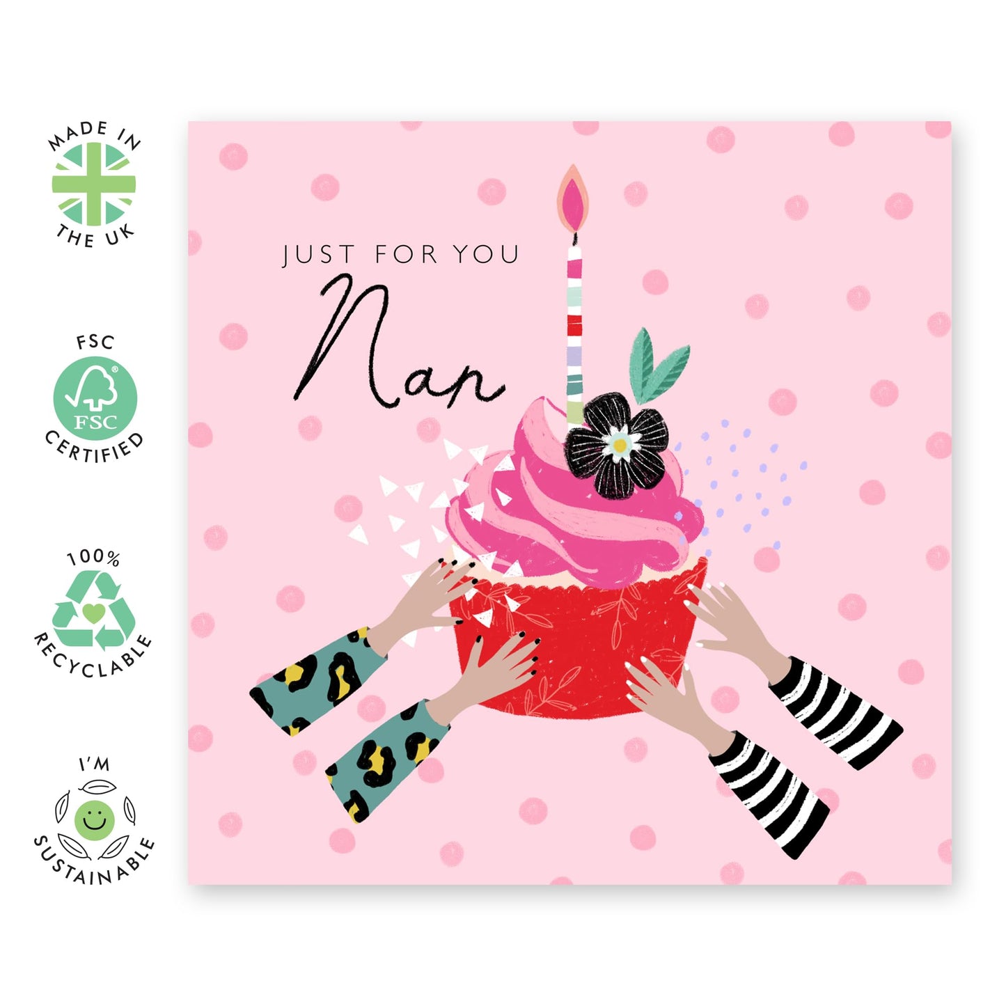 Nan Birthday Card - Pink Gifts For Her Women - Grandma Greeting Cards - Elegant Birthday Cards For Nanny Grandmother Granny - Comes With Fun Stickers By Central 23