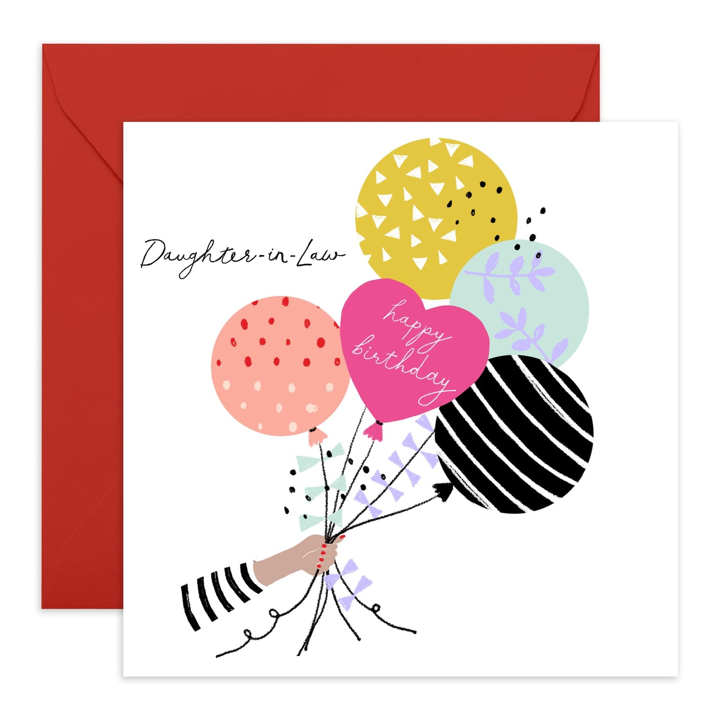 Daughter In Law Birthday Card For Her - Pretty Greeting Cards For Women - Party Balloons - Pretty Bday Gifts And Presents For Daughter-in-law - Comes With Cute Stickers - By Central 23