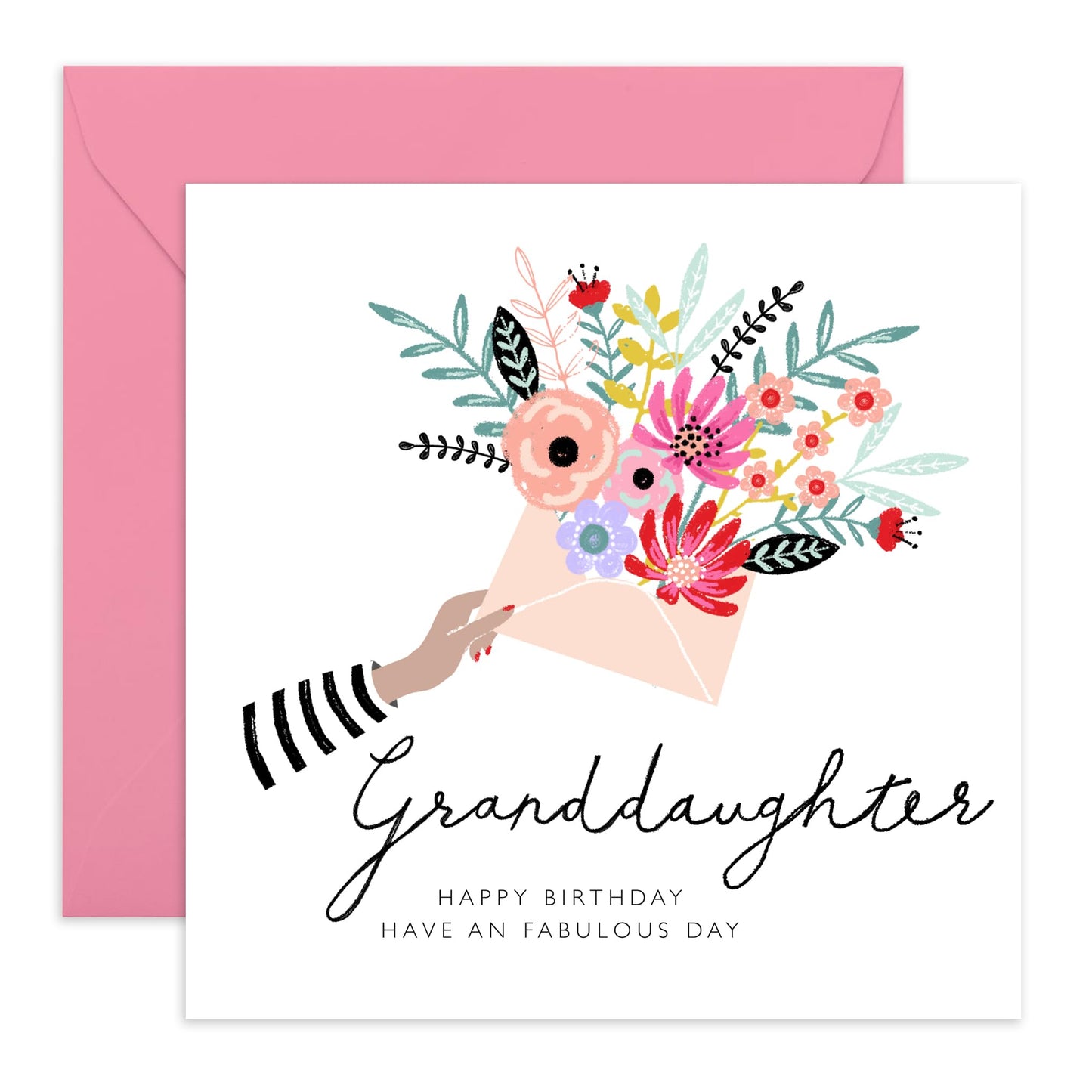 Fabulous Birthday Card For Granddaughter - Birthday Cards For Girls - Floral Granddaughter Birthday Card - Granddaughter Gifts For Her - Flower Card For Women - Comes With Fun Stickers By Central 23