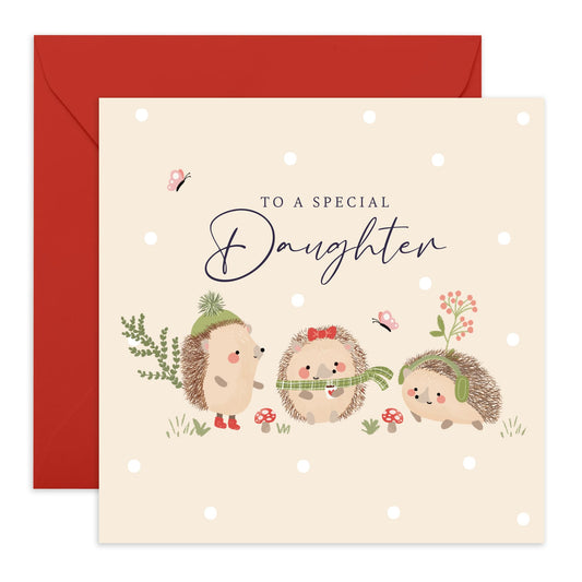 Lovely Birthday Card For Daughter - 'Hedgehog Birthday Daughter' - Gifts for Kids, Children, Her, Girls - Parents - Comes with Fun Stickers