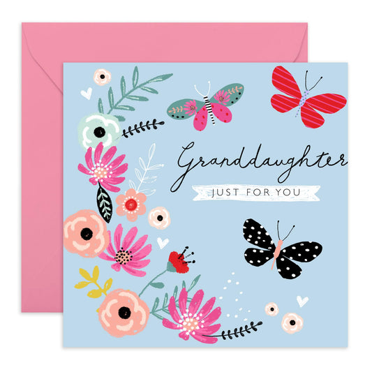 Butterfly Card For Women - Granddaughter Birthday Cards For Her - Just For You - All Occassion Mother's Day Wedding Congratulations Cards And Envelopes - Comes With Fun Stickers By Central 23