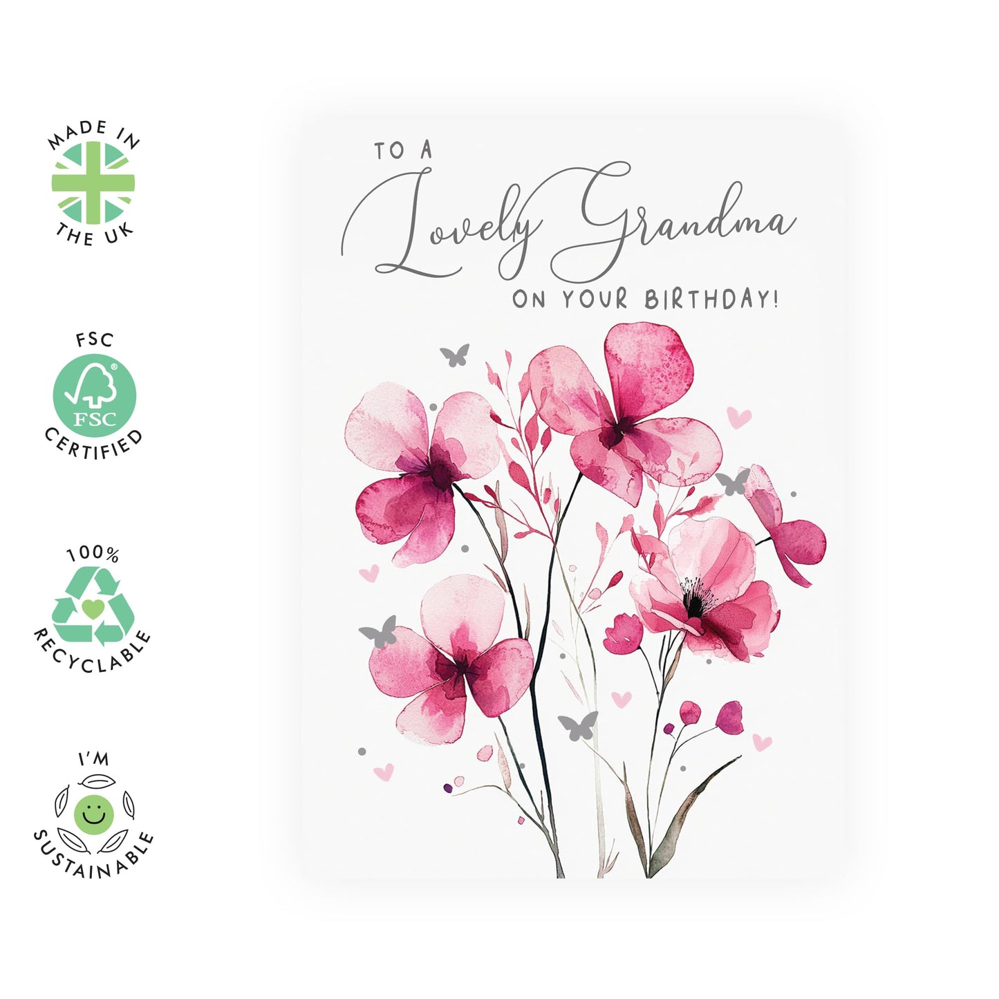 Birthday Greeting Card - 'LOVELY GRANDMA' - Perfect for Celebrating Her Special Day with Love and Joy - Ideal for Grandmas to Show How Much They’re Cherished - Comes With Stickers By Central 23