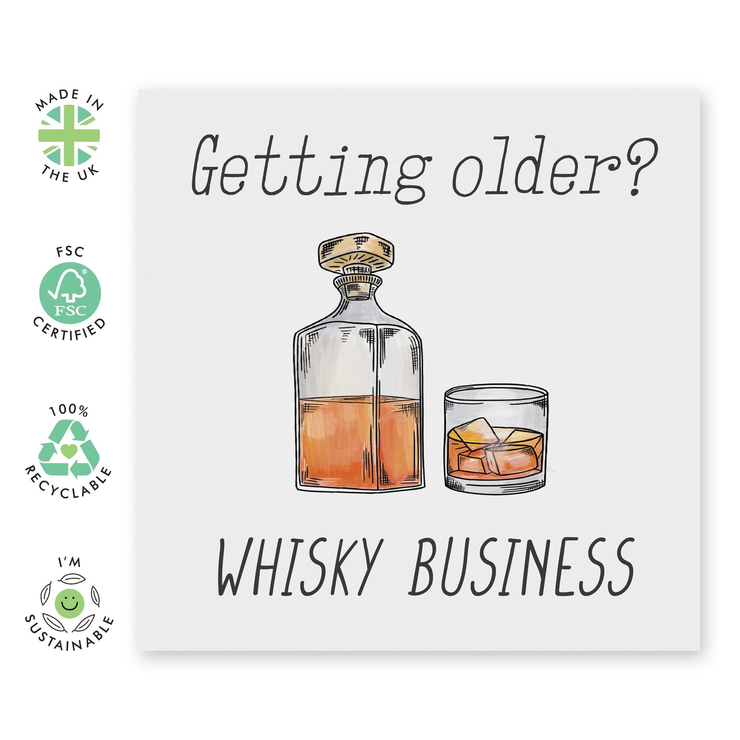 Birthday Card For Daddy - Getting Older Whisky Business - Birthday Cards For Dad - Happy Birthday Greeting Card - From Son Daughter - Comes With Fun Stickers By Central 23
