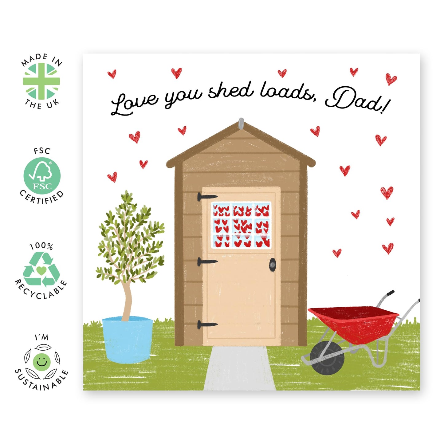 Birthday Cards For Dad - Love You Shed Loads - Funny Fathers Day Card For Men Papa Pop Daddy - Thank You Cards, I Love You Dad Card - Gift For Him - Comes With Stickers By Central 23