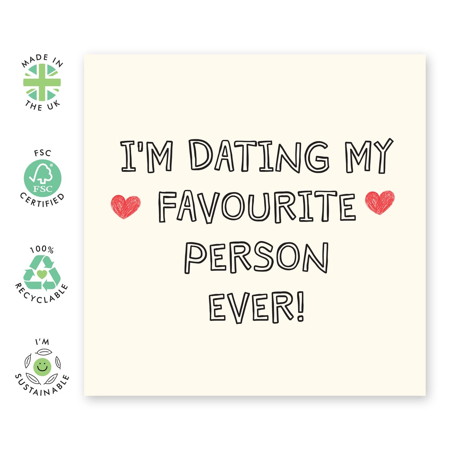 Love Greeting Card - 'Fave Person Ever Dating' - Gifts for Boyfriend, Girlfriend, Partner, Couples, Babe, Him, Bestie, BFF - Date Night - Comes with Fun Stickers