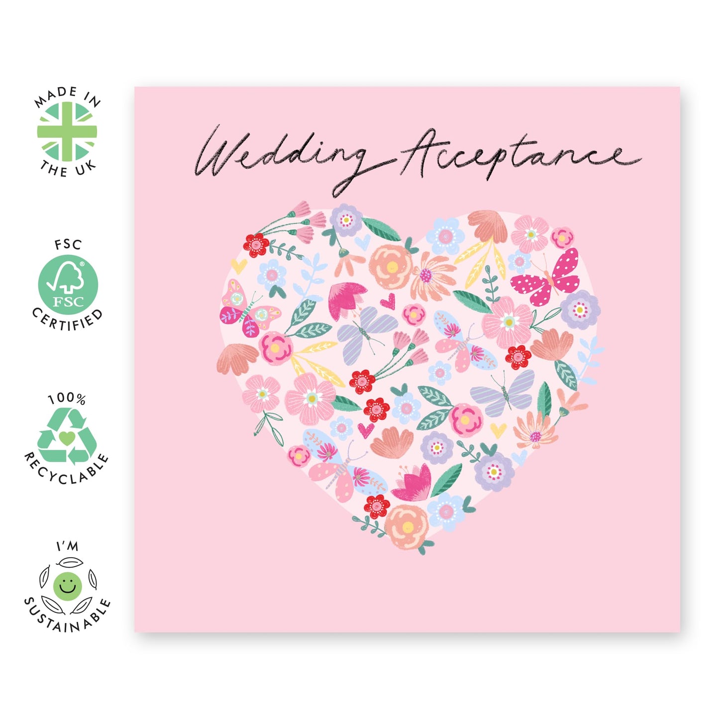 Wedding Acceptance Card From Groom Bride - Wedding Acceptance Flowers Heart - Rsvp Reply Card For Friends - Wedding Invitations For Women Men - Floral Card - Comes With Fun Stickers By Central 23