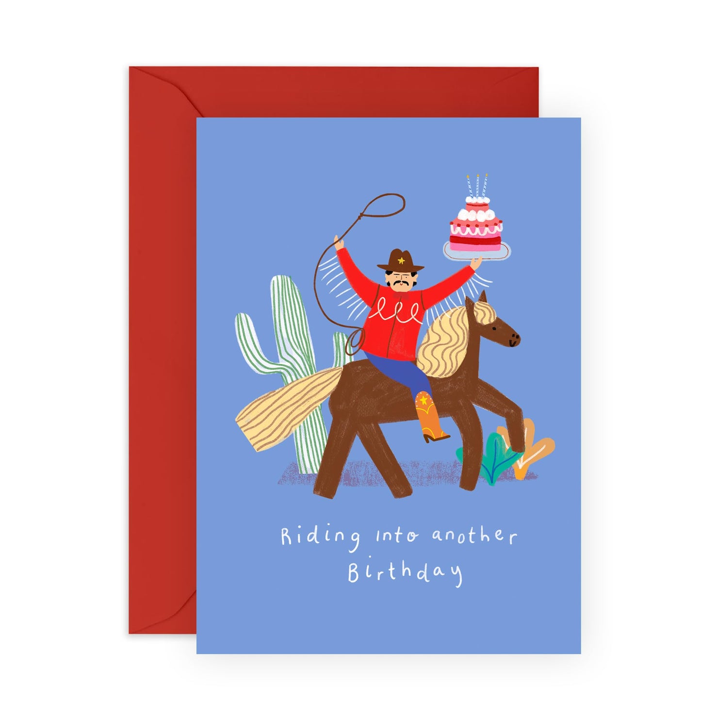 Birthday Card Yeehaw for Him - 'Riding Into Another Birthday Cowboy' - Gifts for Men, Husband, Boyfriend, Colleague, Brother, Father, Dad - Rodeo - Comes with Fun Stickers