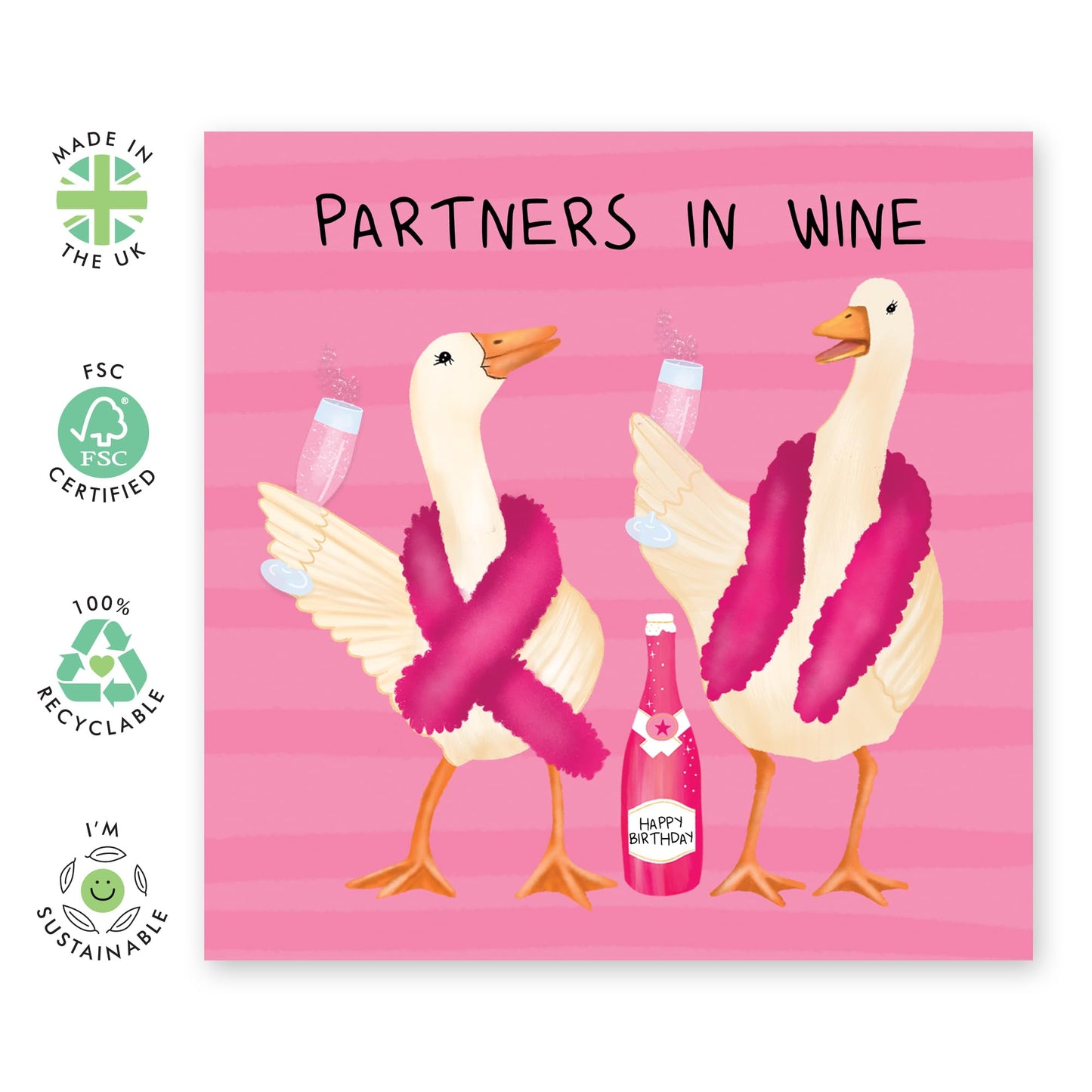 Funny Anniversary Card - 'Partners in Wine' - Laughs for Wife, Husband, Couples, Married, Girlfriend, Boyfriend - Drinking Partner - Comes with Fun Stickers