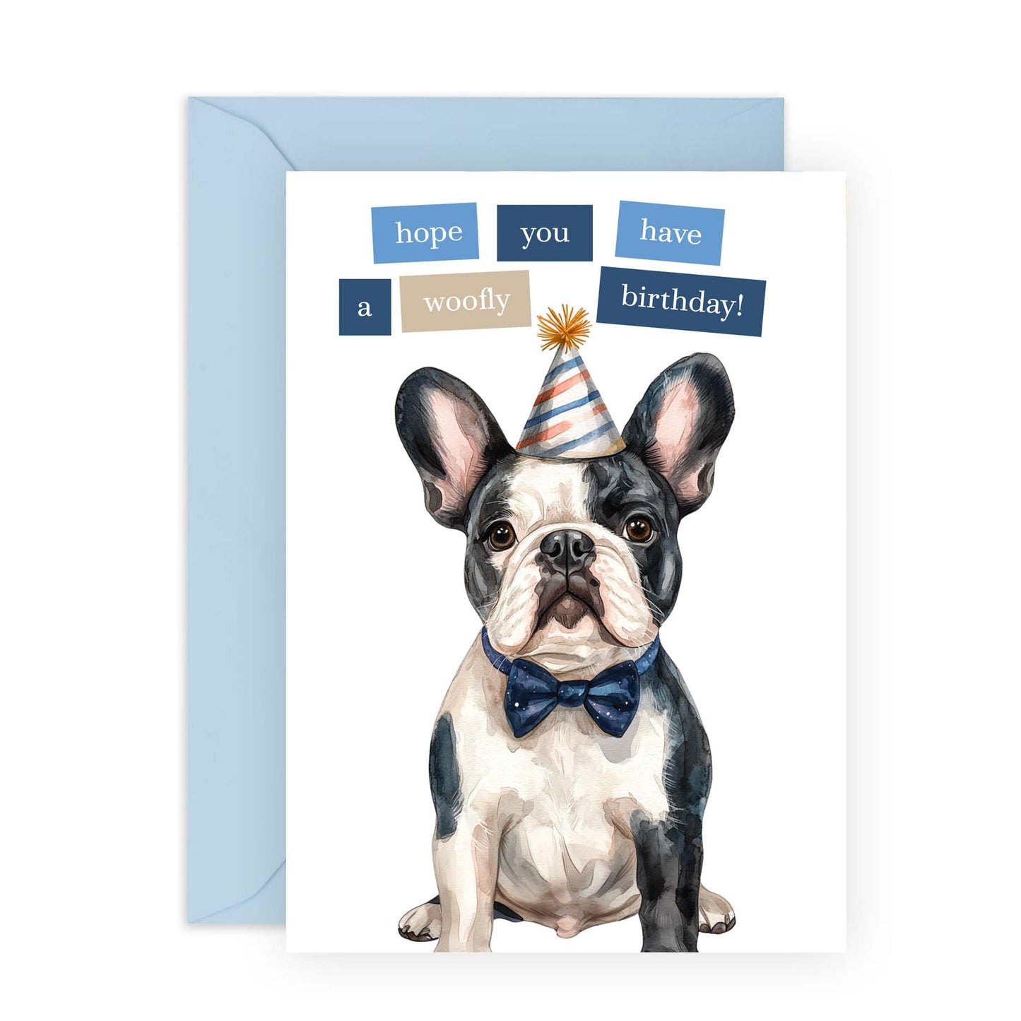 Birthday Card From Dog - Woofly Birthday - French Bulldog Frenchie - Dog Birthday Card For Men Women - Dog Mum Dog Dad Gifts - Comes With Stickers - Blank Inside - By Central 23