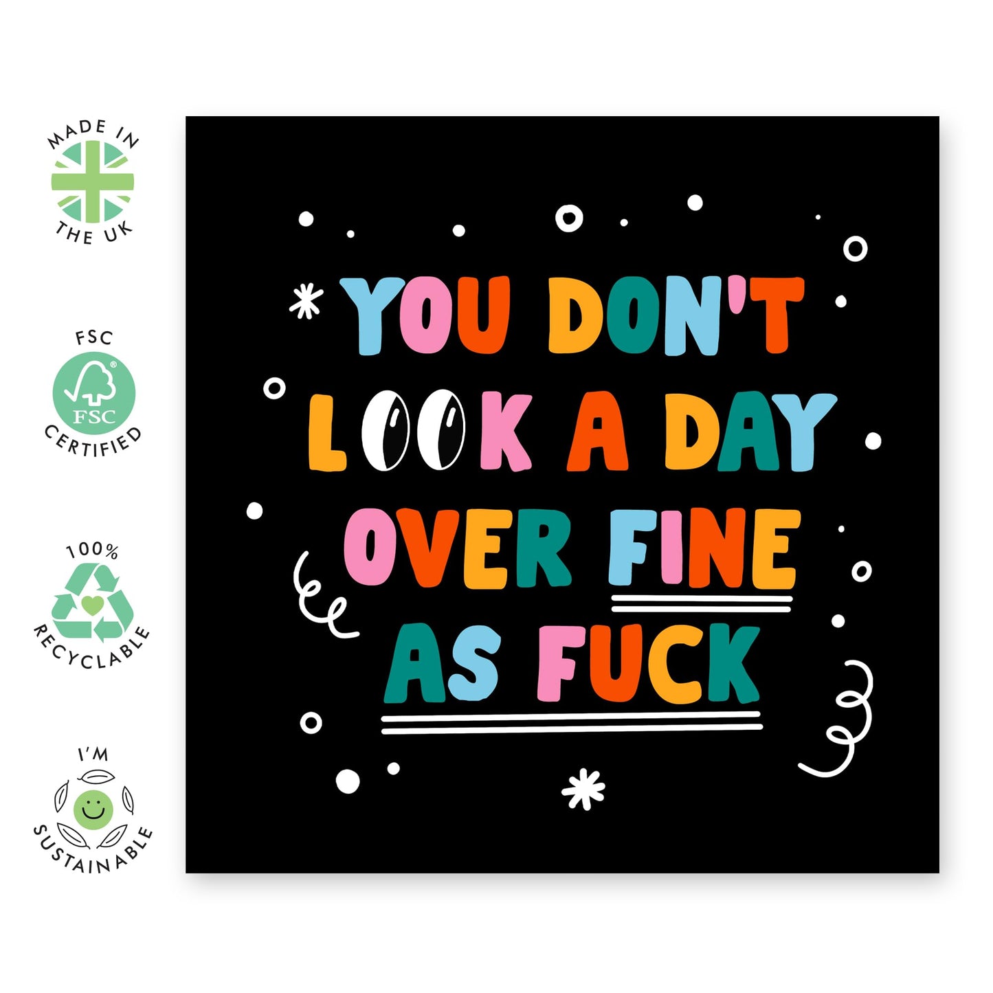 Funny Birthday Cards For Women - You Don't Look A Day Over - Best Friend Birthday Card - Humourous Greeting Cards For Mum Nan Aunt - Comes With Fun Stickers - By Central 23