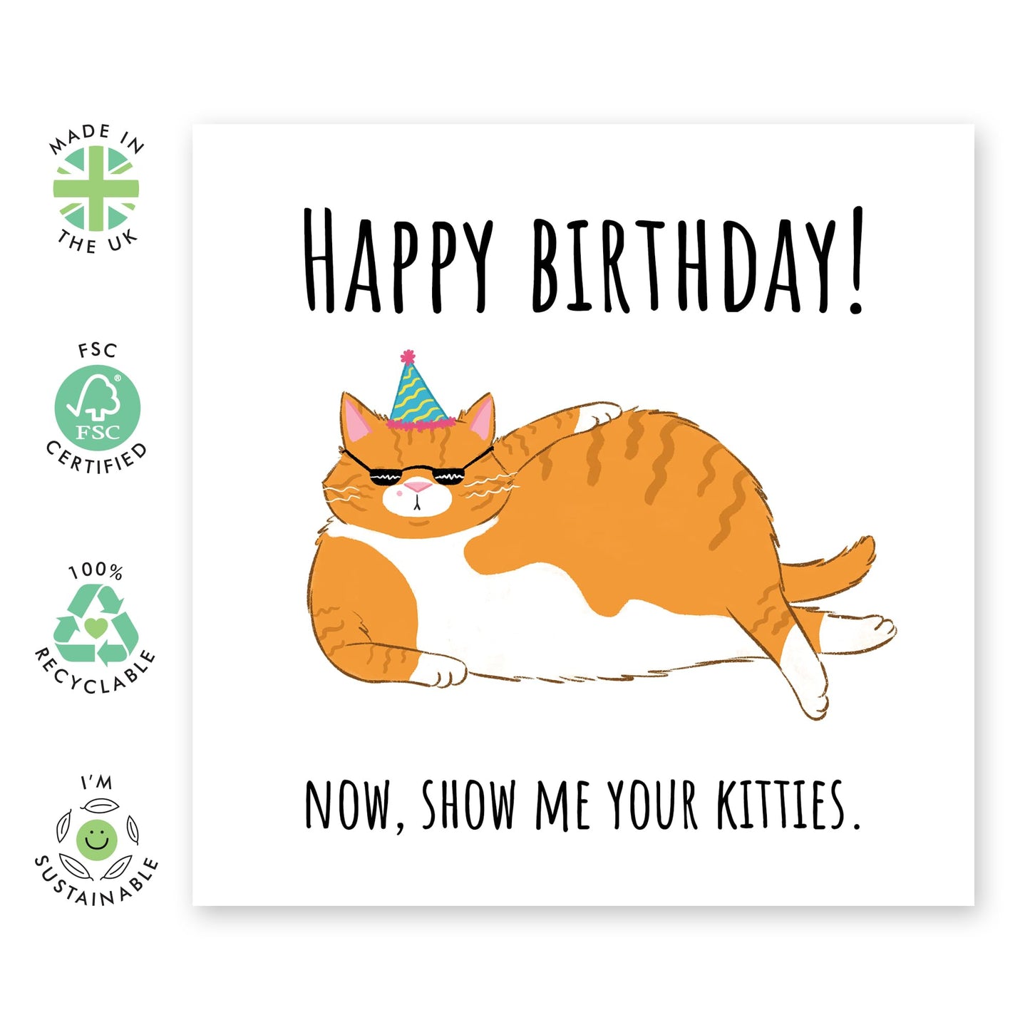 Funny Cat Birthday Card - Cat Mum Card For Friends - Now Show Me Your Kitties - Hilarious Gifts For Pet Owners Fur Dad - Gifts for Him Her Men Women - Comes With Stickers By Central 23