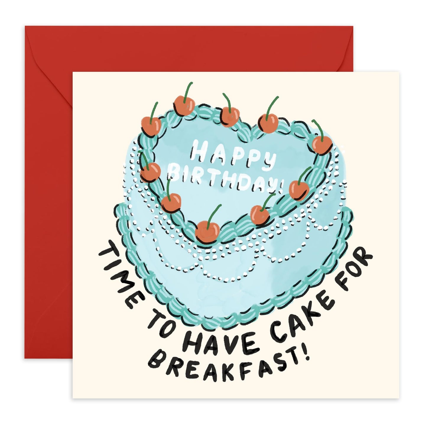 Heart Shape Cake Birthday Card - 'Cake For Breakfast' - Gifts for BFF, Best & Close Friends, Sisters, Sis, Gal , Her, Colleague - Left Over Food - Comes with Fun Stickers