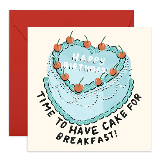 Heart Shape Cake Birthday Card - 'Cake For Breakfast' - Gifts for BFF, Best & Close Friends, Sisters, Sis, Gal , Her, Colleague - Left Over Food - Comes with Fun Stickers