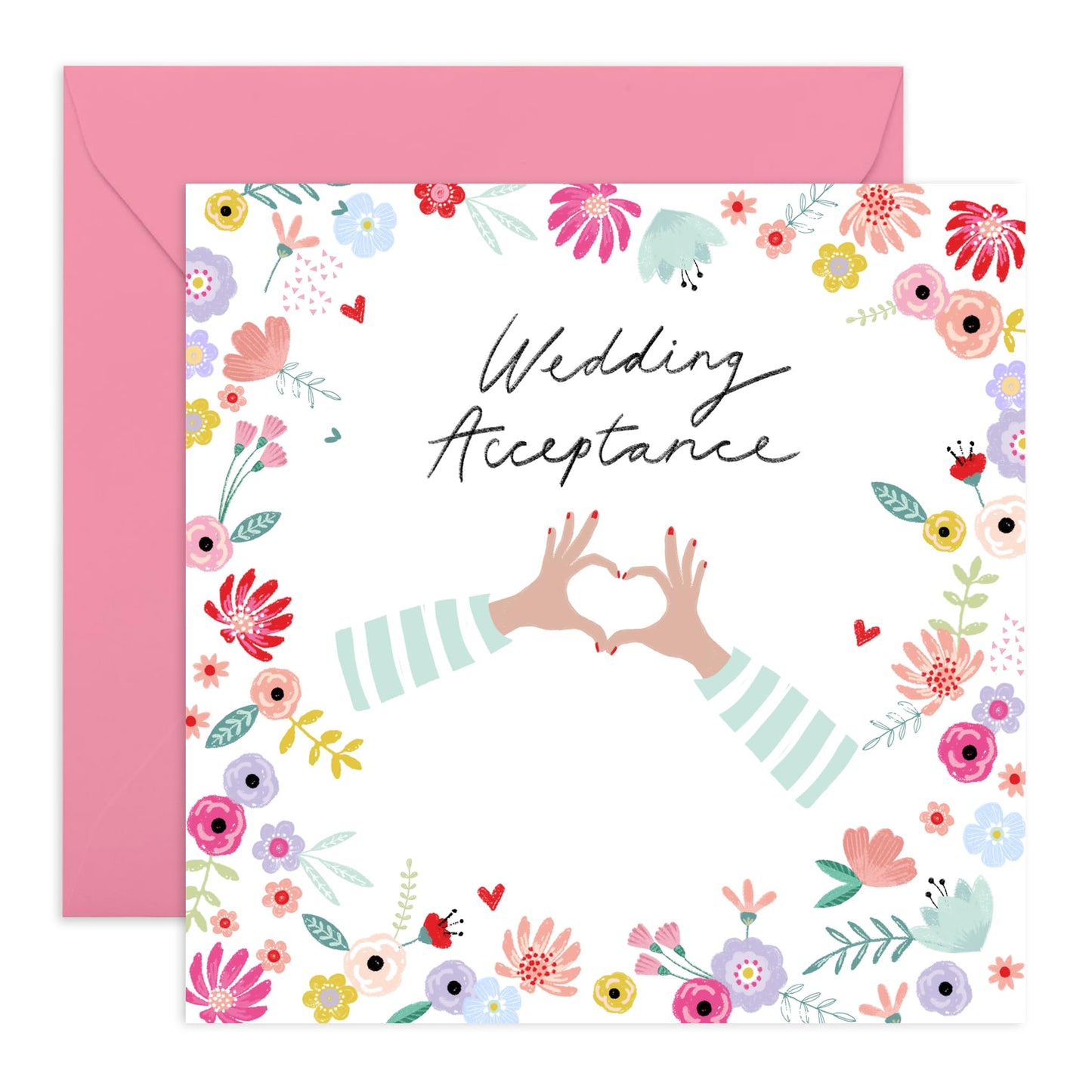 Wedding Acceptance Card From Groom Bride - Wedding Acceptance Hand Heart - Rsvp Reply Card For Bridesmaid Groomsman Guests - Wedding Invitations For Entourage - Comes With Fun Stickers By Central 23