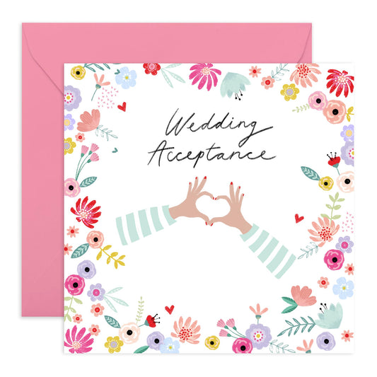 Wedding Acceptance Card From Groom Bride - Wedding Acceptance Hand Heart - Rsvp Reply Card For Bridesmaid Groomsman Guests - Wedding Invitations For Entourage - Comes With Fun Stickers By Central 23