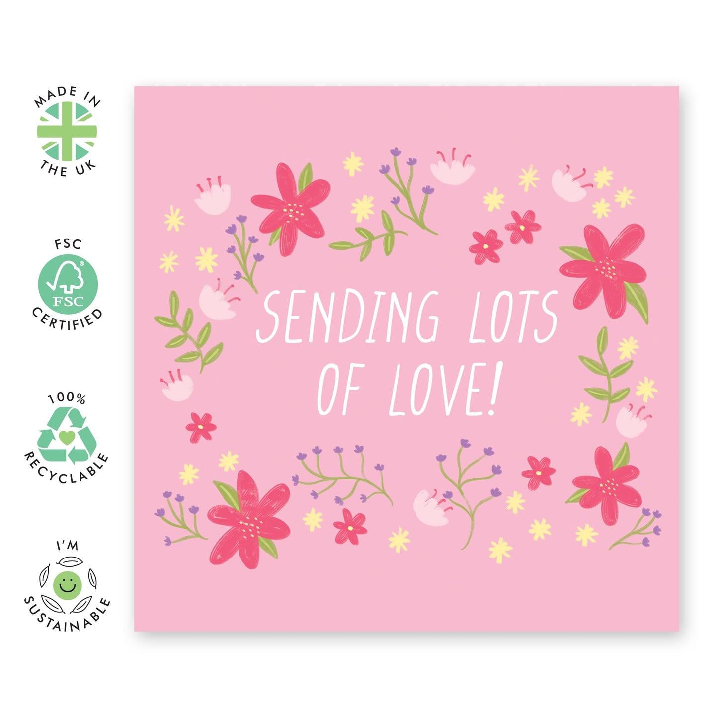 Floral Greeting Card For Women - Sending Lots Of Love - Floral Birthday Cards For Women - Gifts for Mum, Mummy, Mama, Sister, Wife, Grandma, Her, Ladies - Mothers Day Ideas -Comes With Cute Stickers