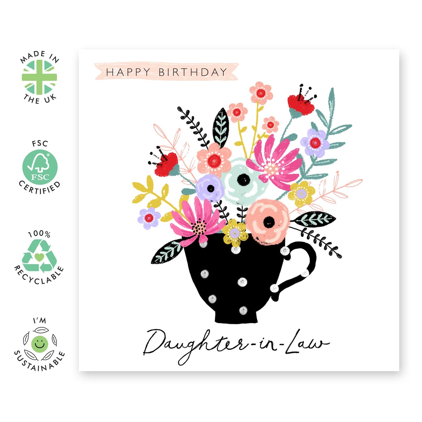 Birthday Card For Daughter In Law - Pretty Greeting Cards For Women - Floral Gifts And Presents For Her Female Daughter-in-law - Comes With Cute Stickers - By Central 23
