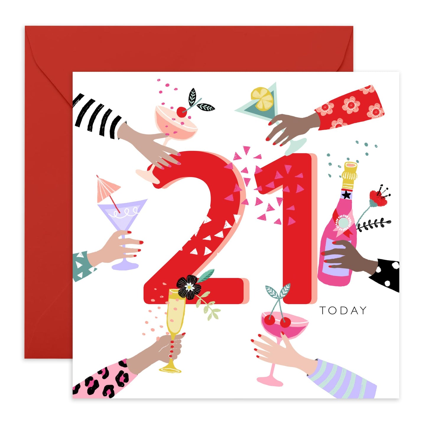 21st Birthday Card For Her - 21st Drinks - Birthday Card - Women Sister - Happy Twenty-first Birthday Card - Daughter Niece - Friend - Comes With Fun Stickers By Central 23