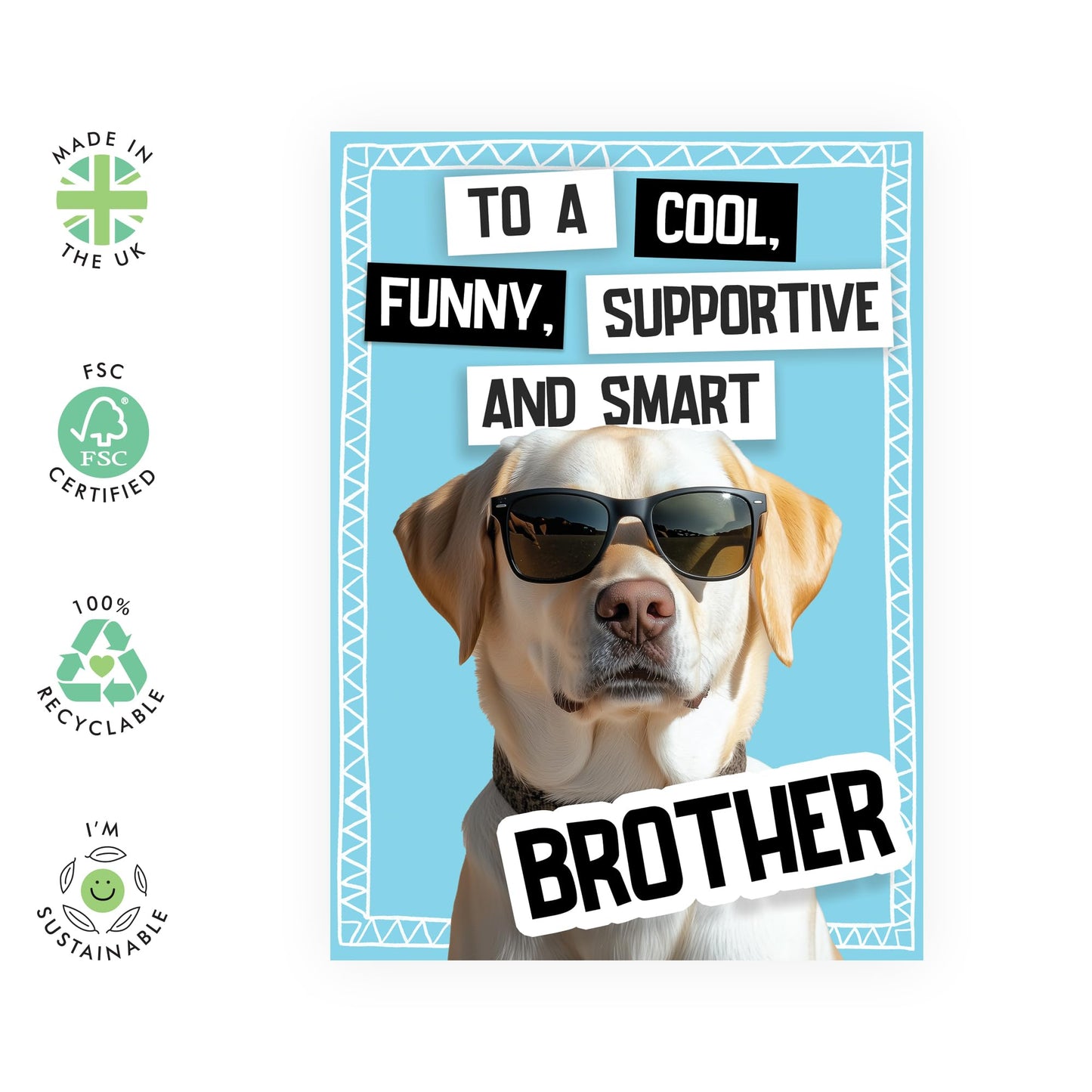 Greeting Card - 'BROTHER DOG' - Perfect for Celebrating the Special Bond Between Siblings - Ideal for Adding Warmth and Affection to Any Occasion for Your Brother - Comes With Stickers By Central 23