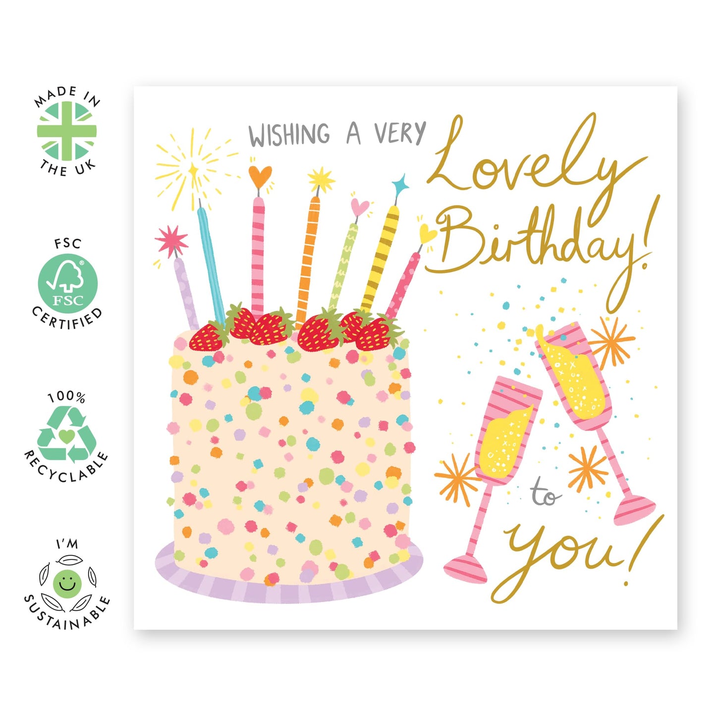 Birthday Card For Women - Wishing You A Very Lovely Birthday! - Happy Birthday Cards For Her - Gift For Daughter Grandma Sister Granddaughter Female Friends - Comes With Cute Stickers By Central 23
